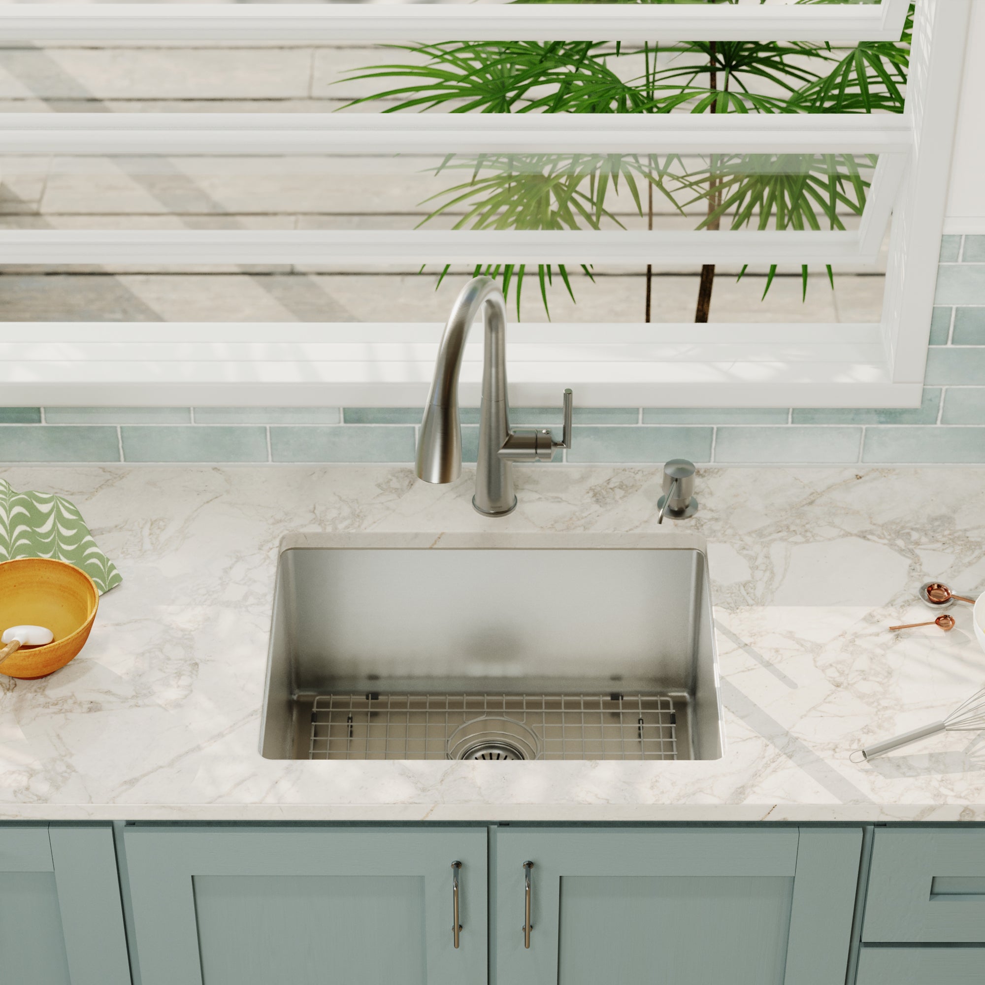 Alternative View of Karran 23" Undermount Stainless Steel Kitchen Sink, 16 Gauge, EL-73-PK1