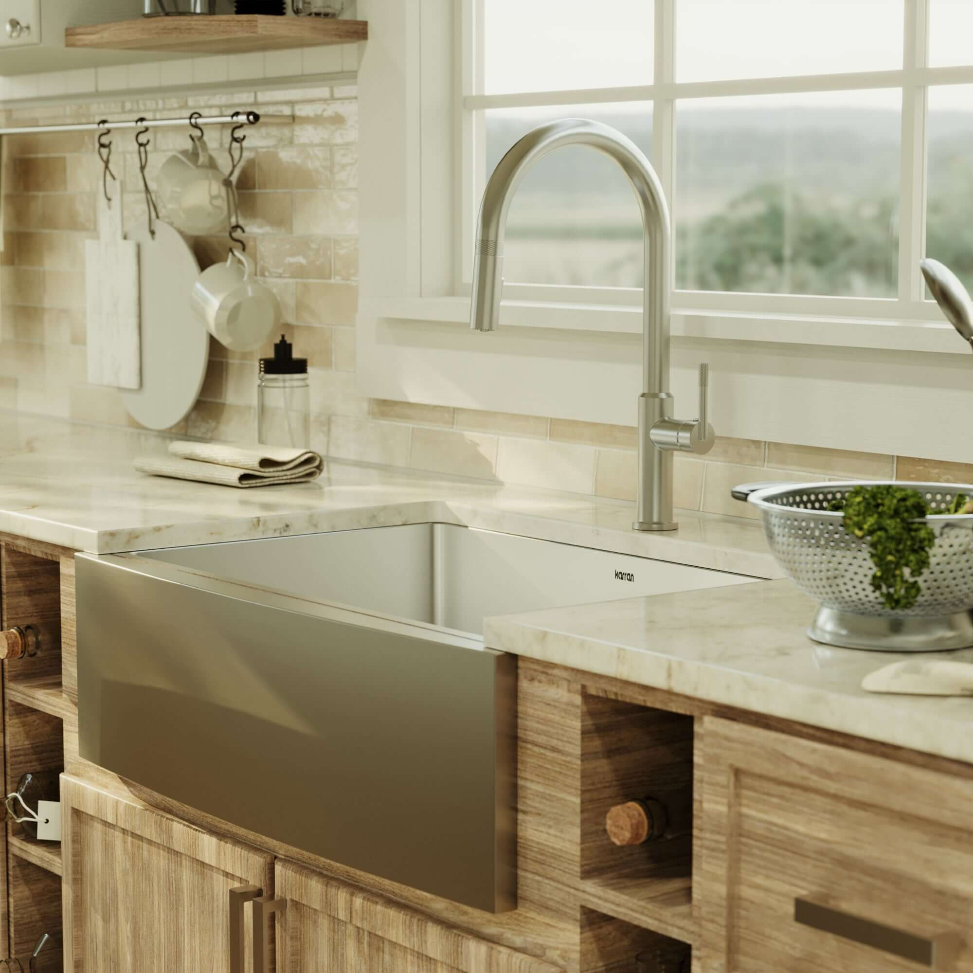 Alternative View of Karran 30" Stainless Steel Farmhouse Sink, 16 Gauge, EL-82-PK1