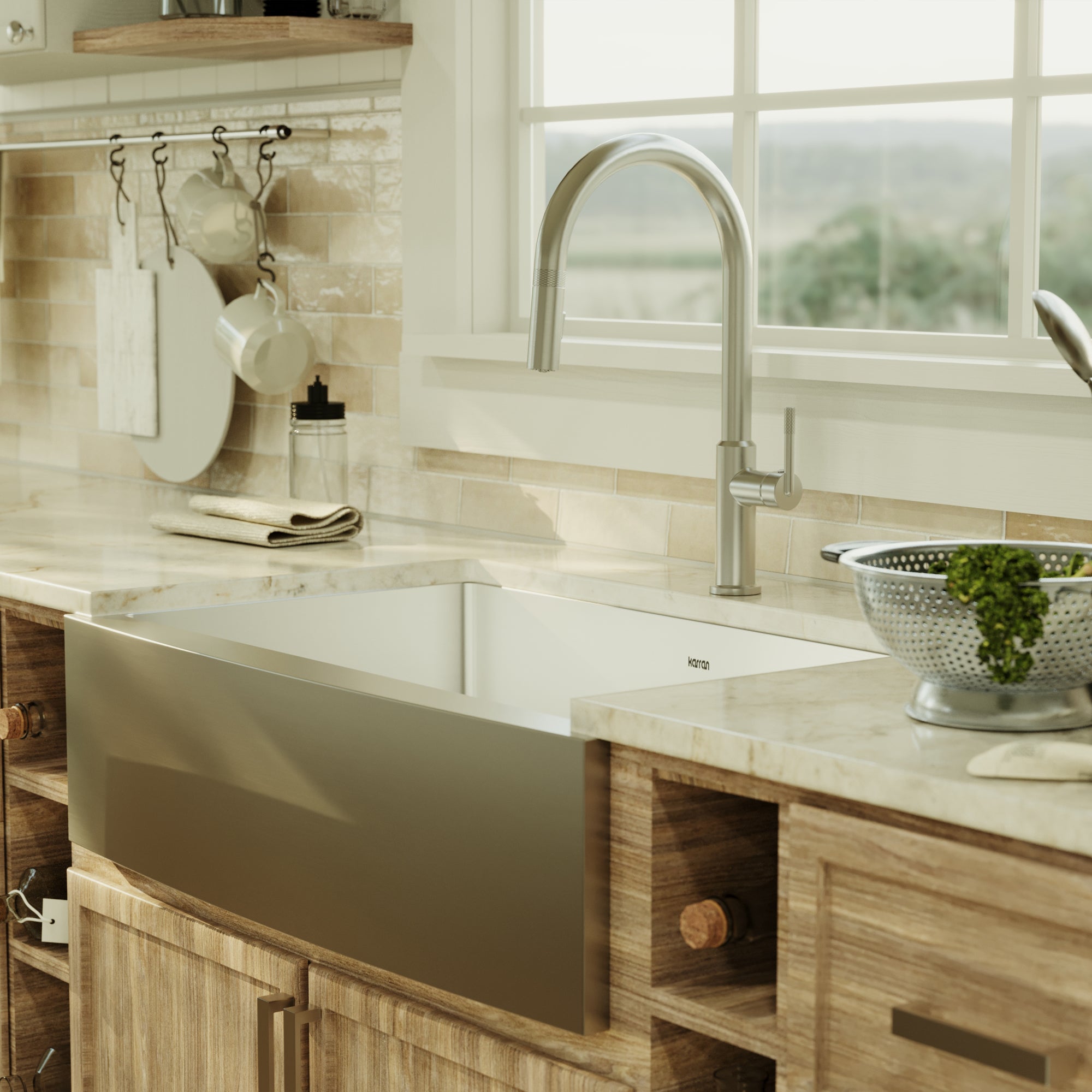 Alternative View of Karran 33" Stainless Steel Farmhouse Sink, 16 Gauge, EL-84-PK1