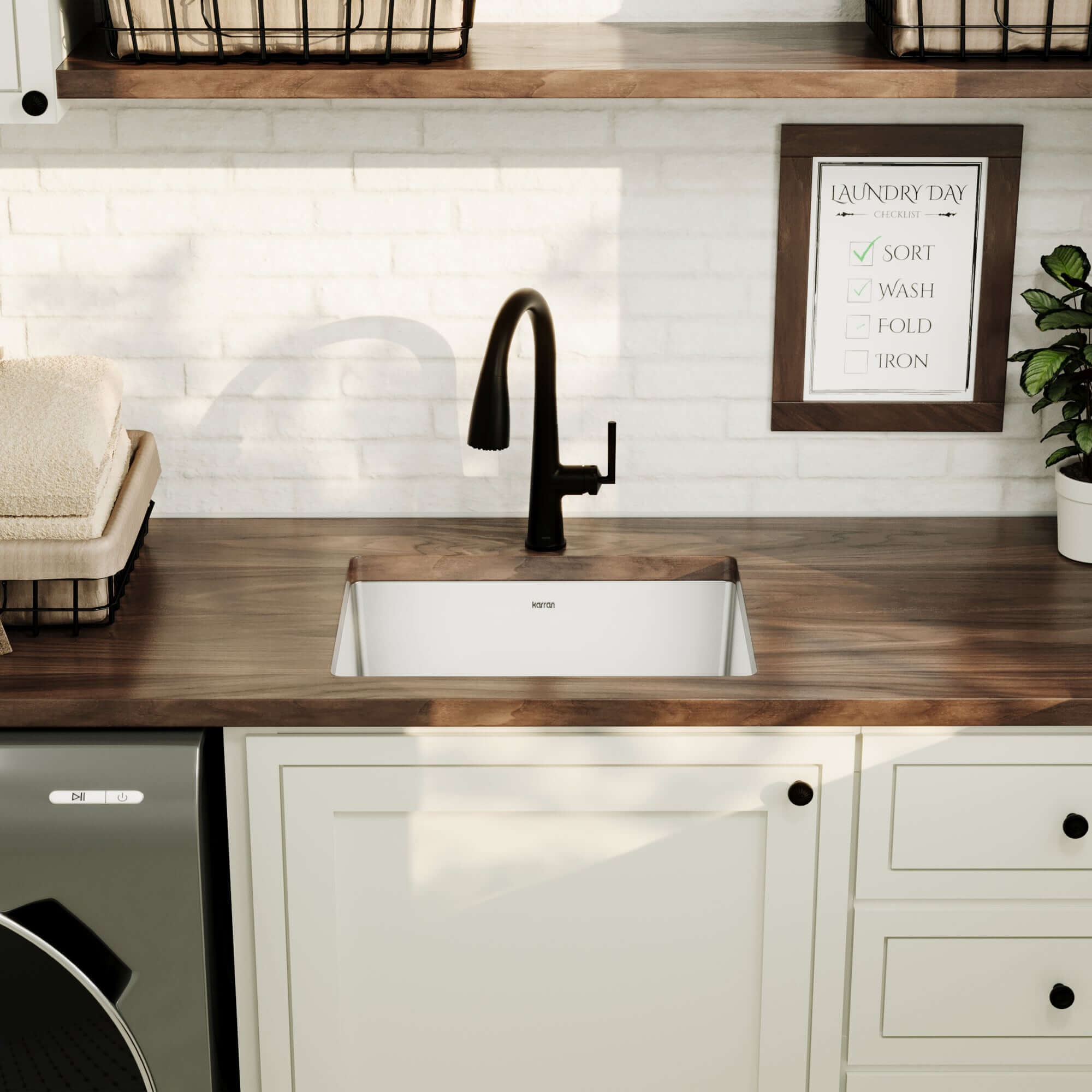 Alternative View of Karran Elite 23" Undermount Stainless Steel Kitchen Sink with Accessories, 16 Gauge, EL-74-PK1