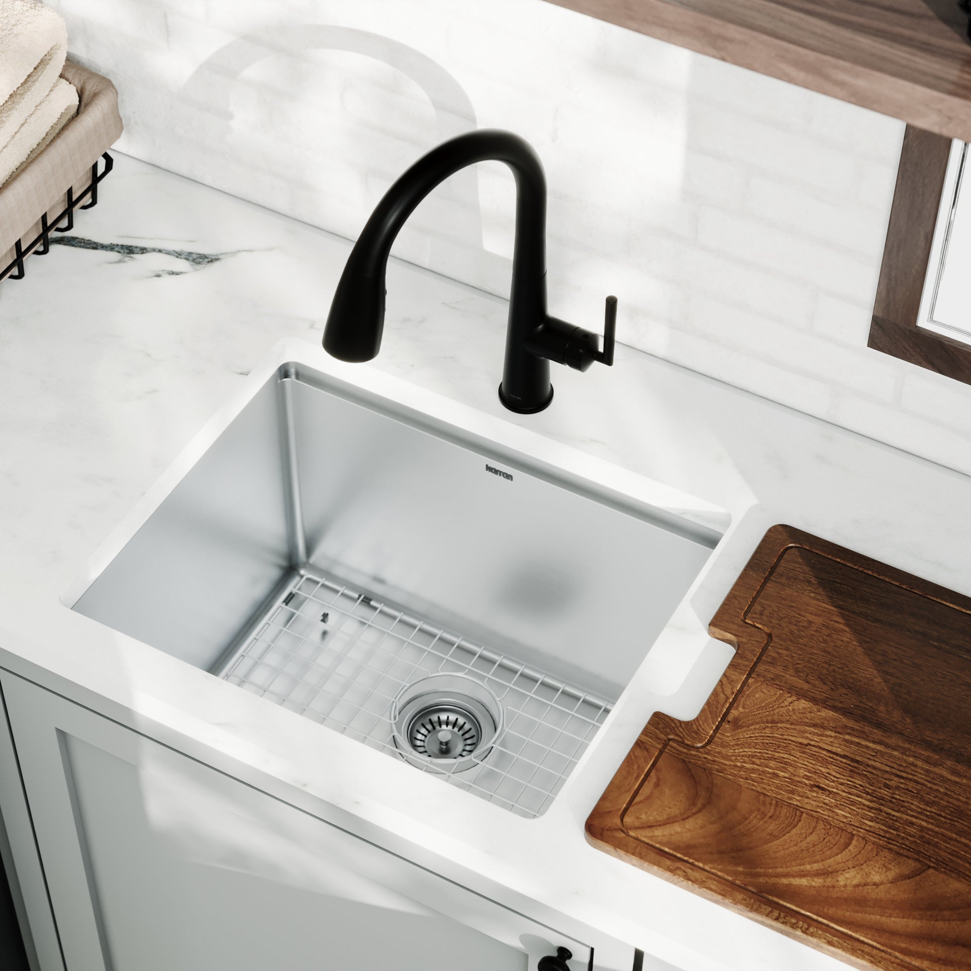 Alternative View of Karran Elite Workstation 23" Undermount Stainless Steel Workstation Kitchen Sink with Accessories, 16 Gauge, WS-33-PK1