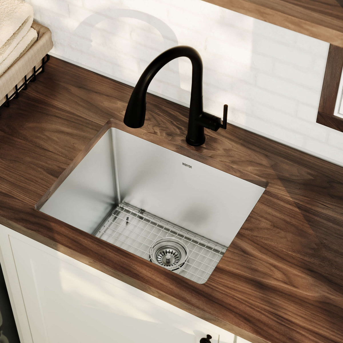 Alternative View of Karran Elite 23" Undermount Stainless Steel Kitchen Sink with Accessories, 16 Gauge, EL-74-PK1
