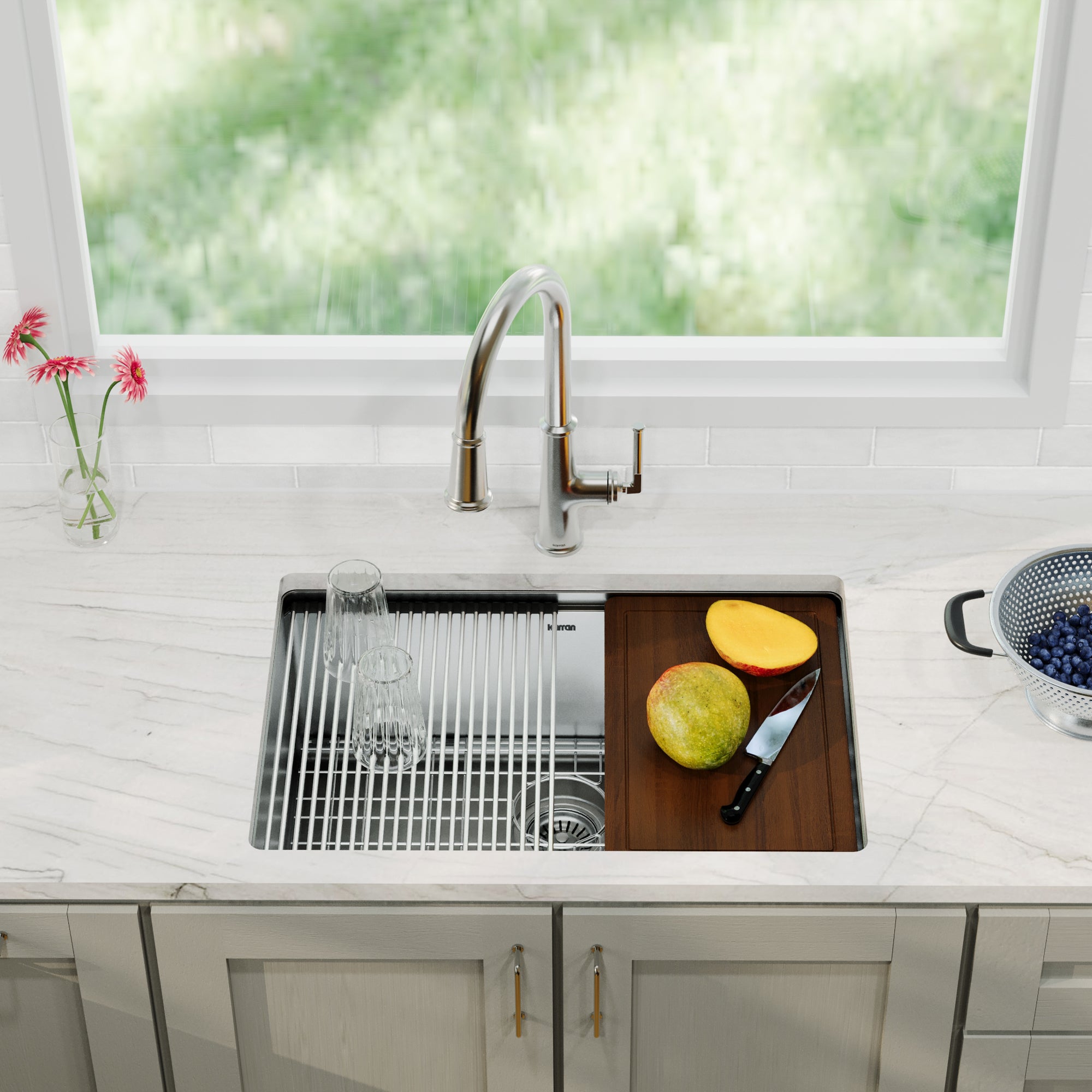 Alternative View of Karran Elite Workstation 27" Undermount Stainless Steel Workstation Kitchen Sink with Accessories, 16 Gauge, WS-34-PK1