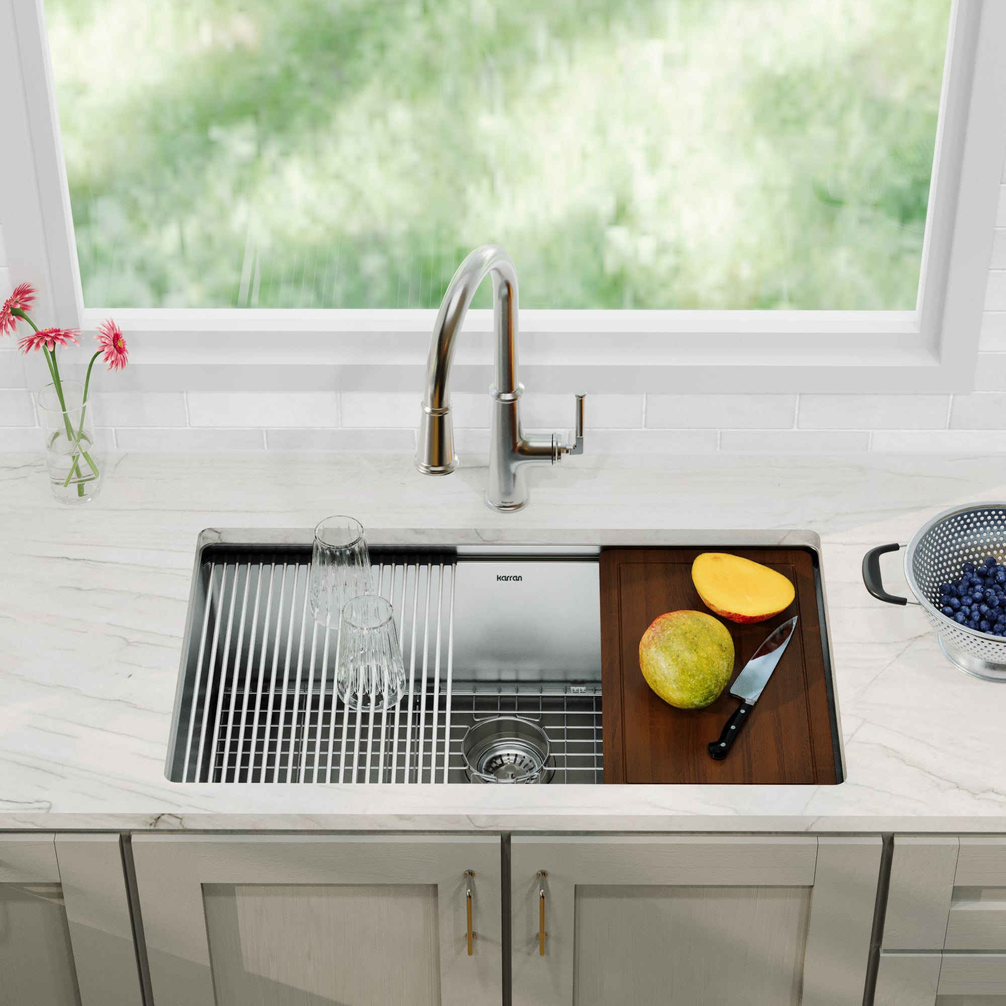 Alternative View of Karran Elite Workstation 32" Undermount Stainless Steel Workstation Kitchen Sink with Accessories, 16 Gauge, WS-37-PK1