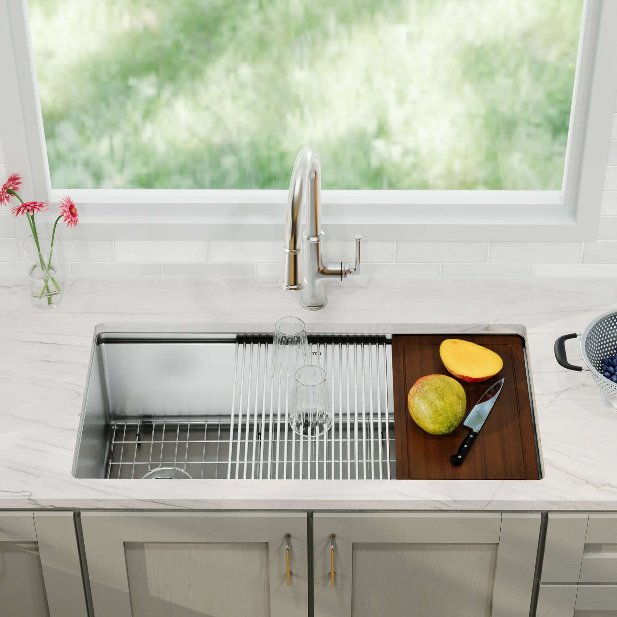 Alternative View of Karran Elite Workstation 36" Undermount Stainless Steel Workstation Kitchen Sink with Accessories, 16 Gauge, WS-38-PK1