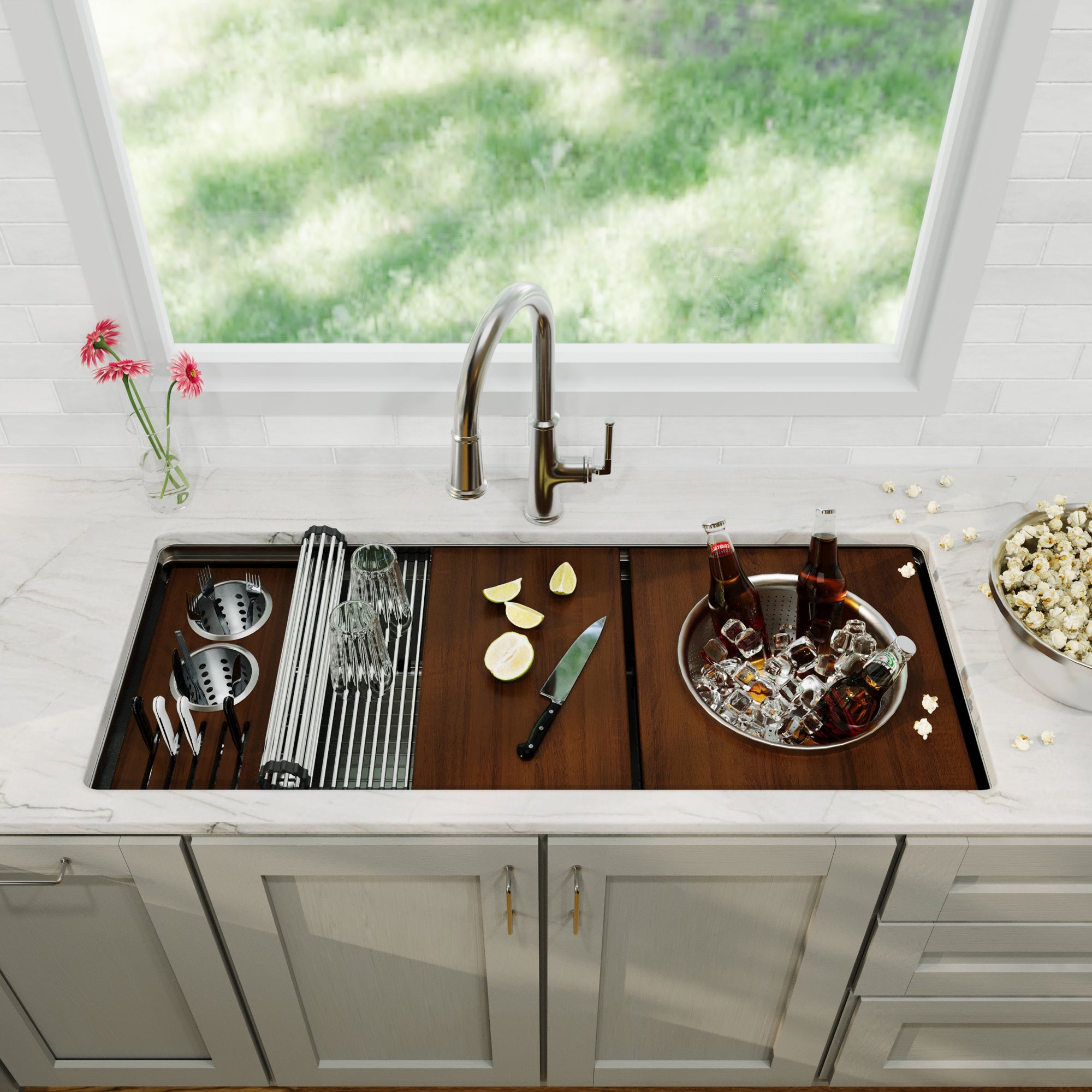 Alternative View of Karran Elite Workstation 45" Undermount Stainless Steel Workstation Kitchen Sink with Accessories, 16 Gauge, WS-90-PK1