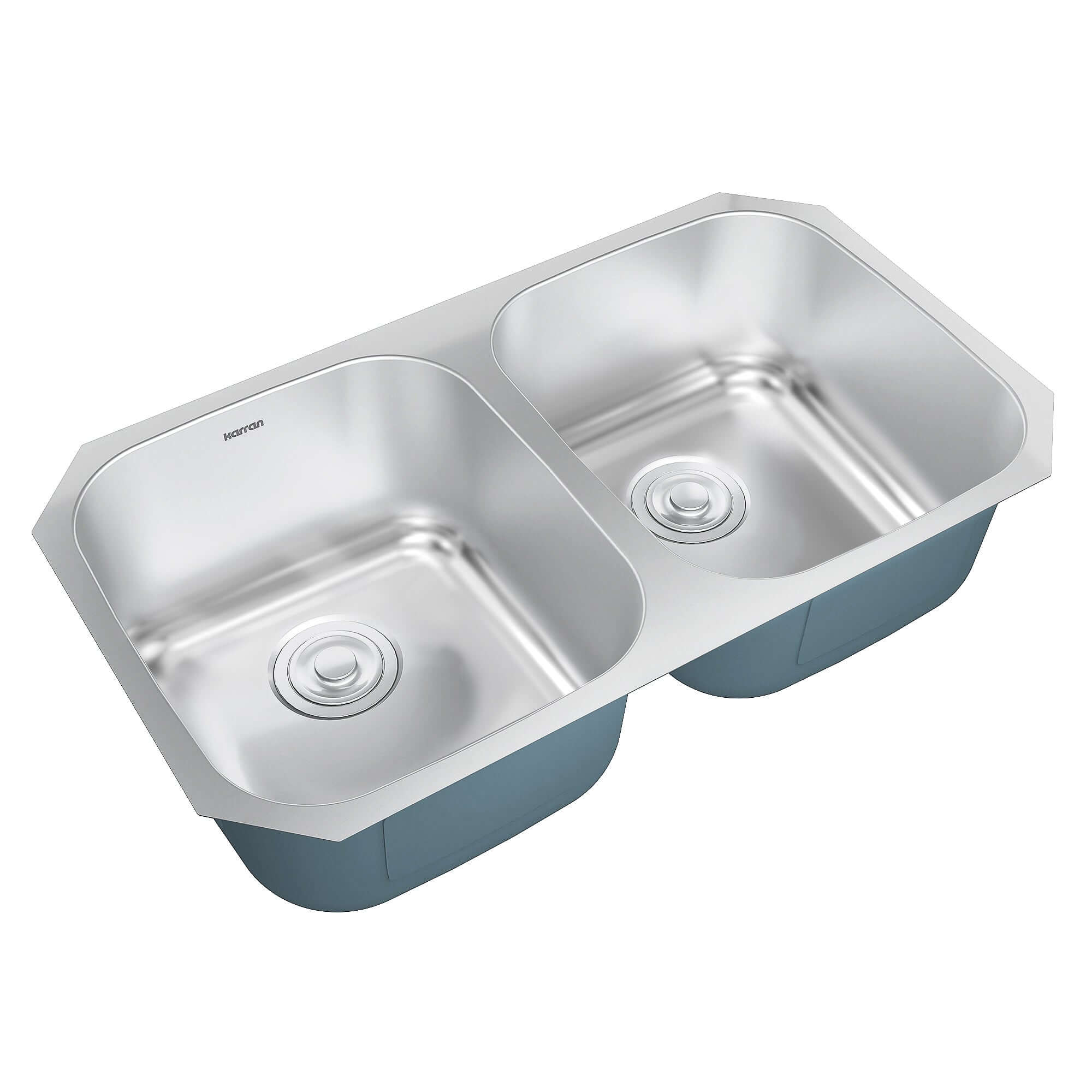 Alternate Image for Karran Profile 32" Undermount Stainless Steel Kitchen Sink with Accessories, 50/50 Double Bowl, 18 Gauge, PRU31-PK1