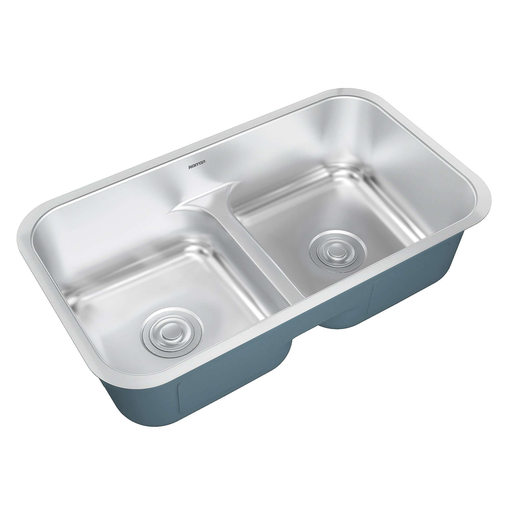 Alternate Image for Karran Profile 32" Undermount Stainless Steel Kitchen Sink with Accessories, 50/50 Double Bowl, 18 Gauge, PRU32-PK1