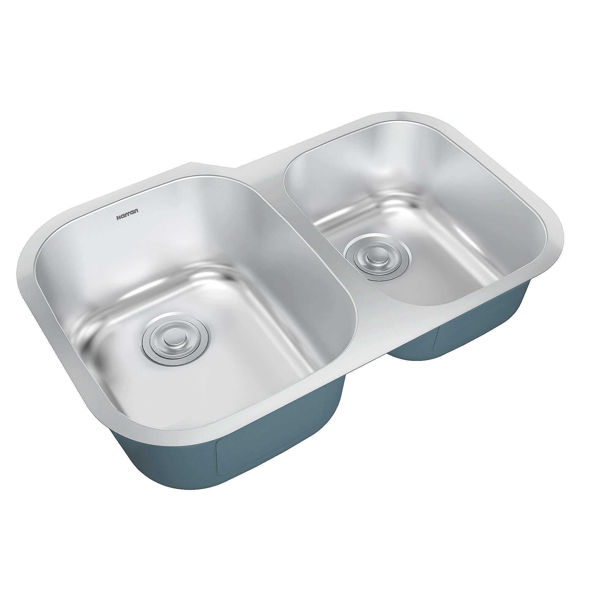 Alternate Image for Karran Profile 32" Undermount Stainless Steel Kitchen Sink with Accessories, 60/40 Double Bowl, 18 Gauge, PRU33R-PK1