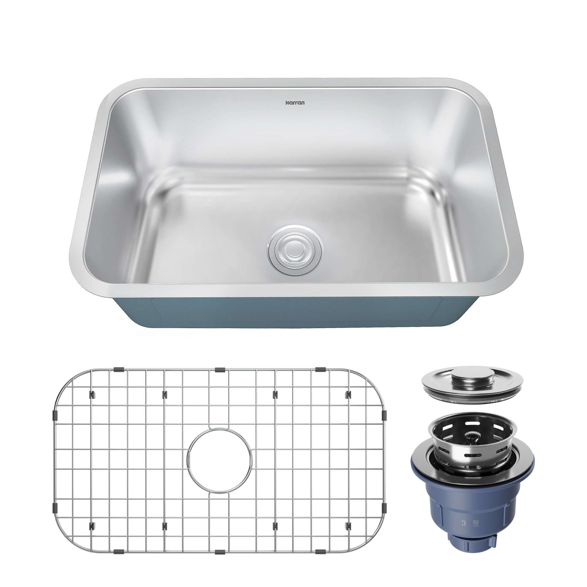 Alternate Image for Karran Profile 30" Undermount Stainless Steel Kitchen Sink with Accessories, 18 Gauge, PRU35-PK1