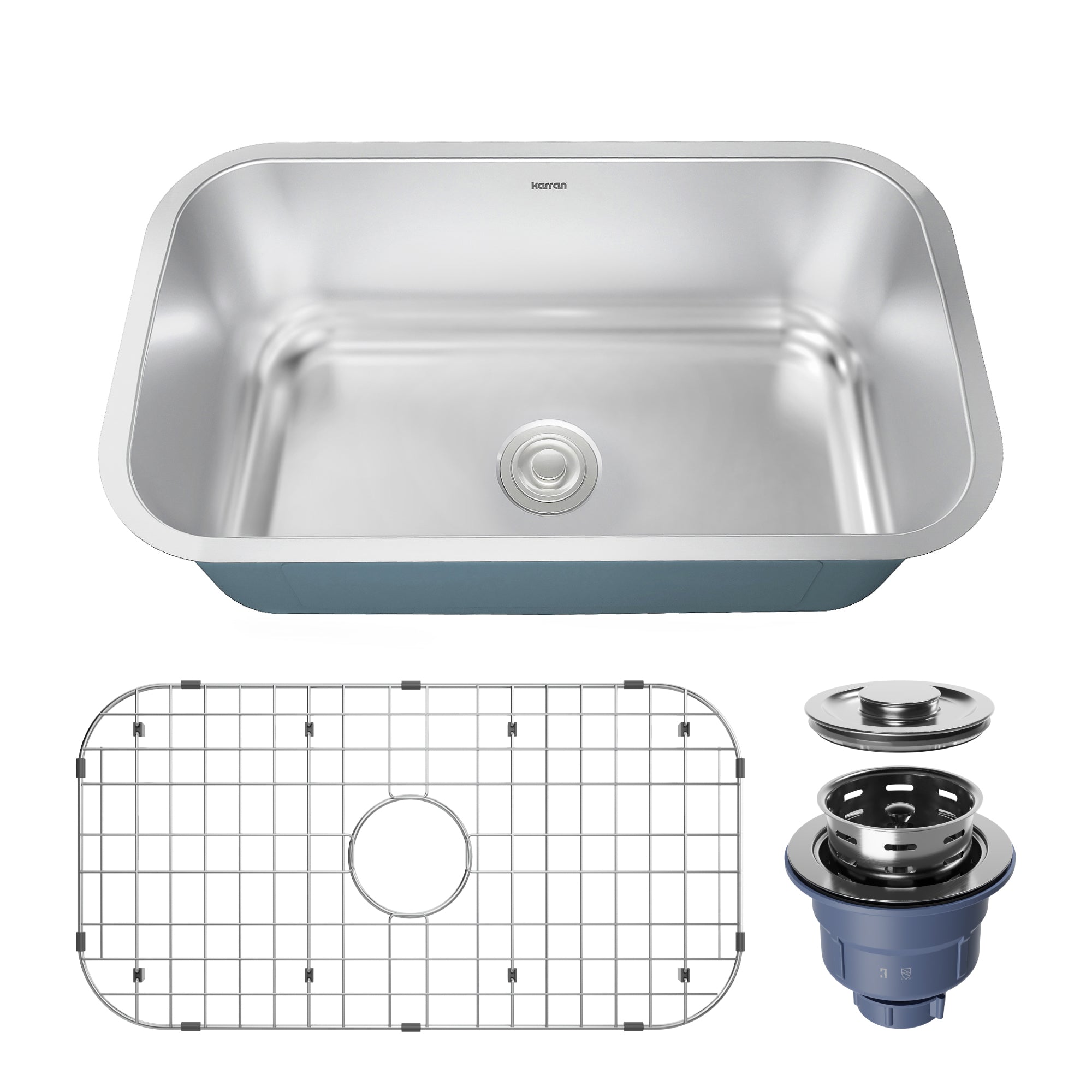 Karran Profile 32" Undermount Stainless Steel Kitchen Sink with Accessories, 18 Gauge, PRU36-PK1