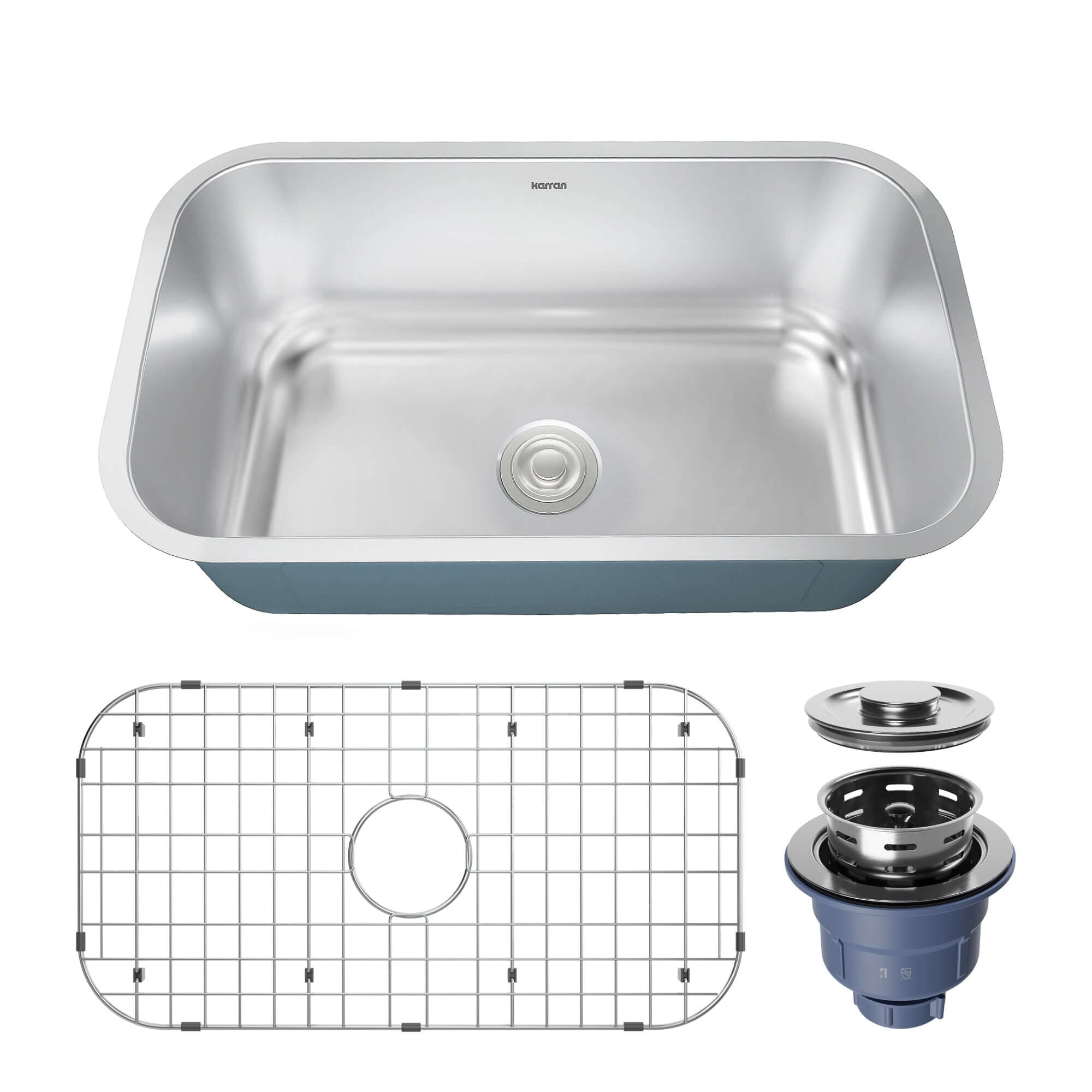 Alternate Image for Karran Profile 32" Undermount Stainless Steel Kitchen Sink with Accessories, 18 Gauge, PRU36-PK1