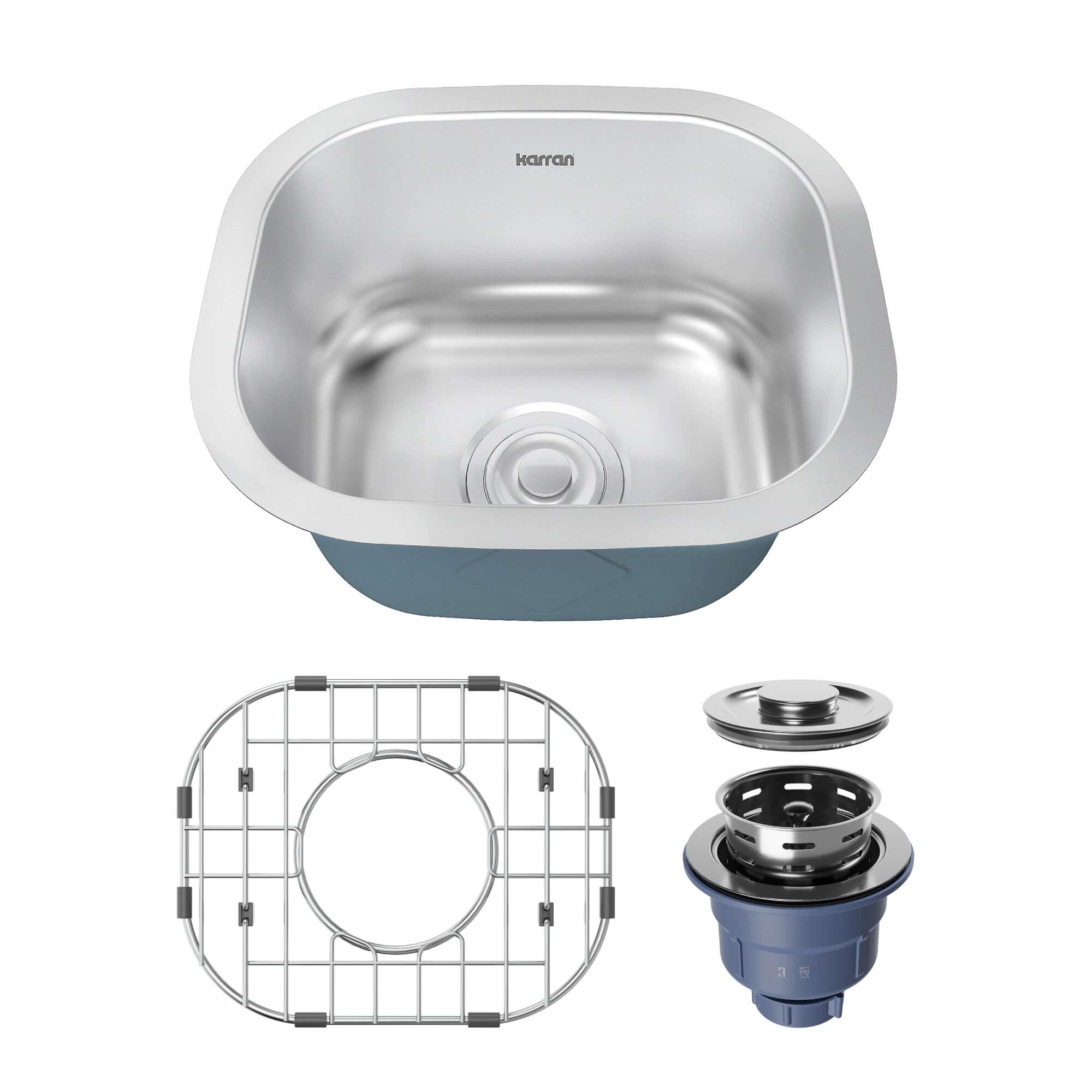 Alternate Image for Karran Profile 15" Undermount Stainless Steel Kitchen Sink with Accessories, 18 Gauge, PRU39-PK1