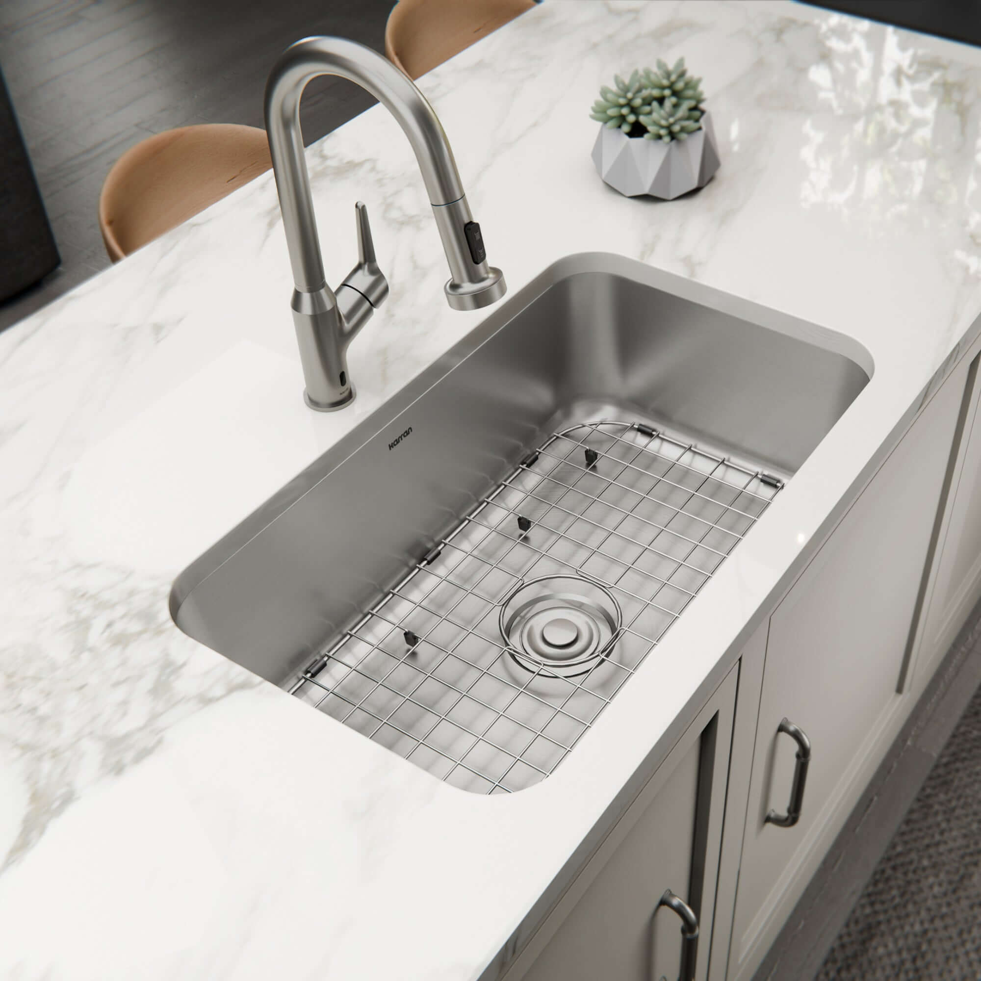 Alternate Image for Karran Profile 30" Undermount Stainless Steel Kitchen Sink with Accessories, 18 Gauge, PRU35-PK1