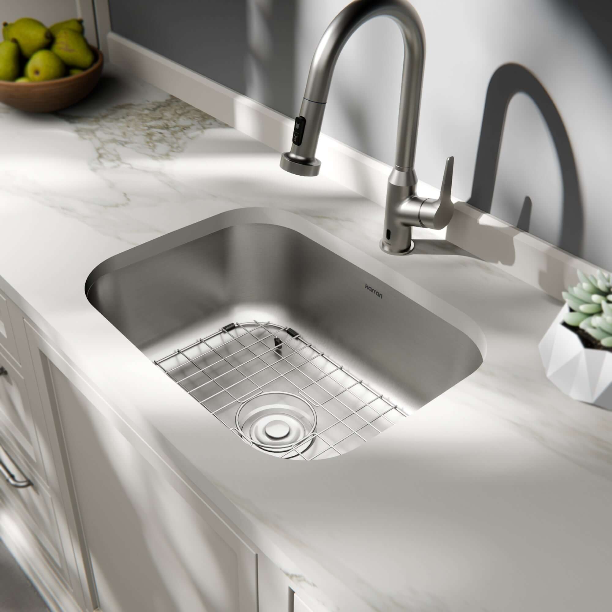 Alternate Image for Karran Profile 23" Undermount Stainless Steel Kitchen Sink with Accessories, 18 Gauge, PRU37-PK1