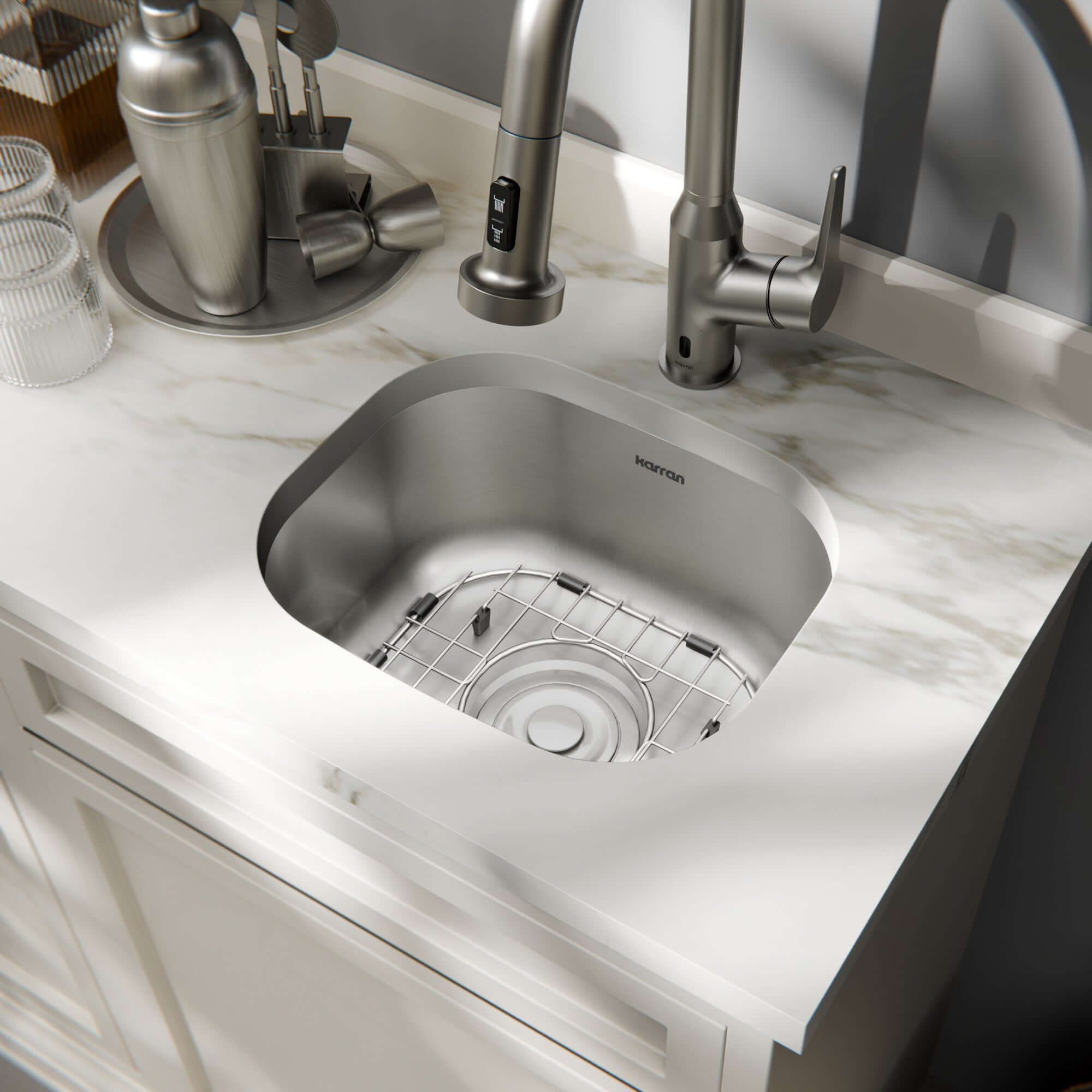 Alternate Image for Karran Profile 15" Undermount Stainless Steel Kitchen Sink with Accessories, 18 Gauge, PRU39-PK1