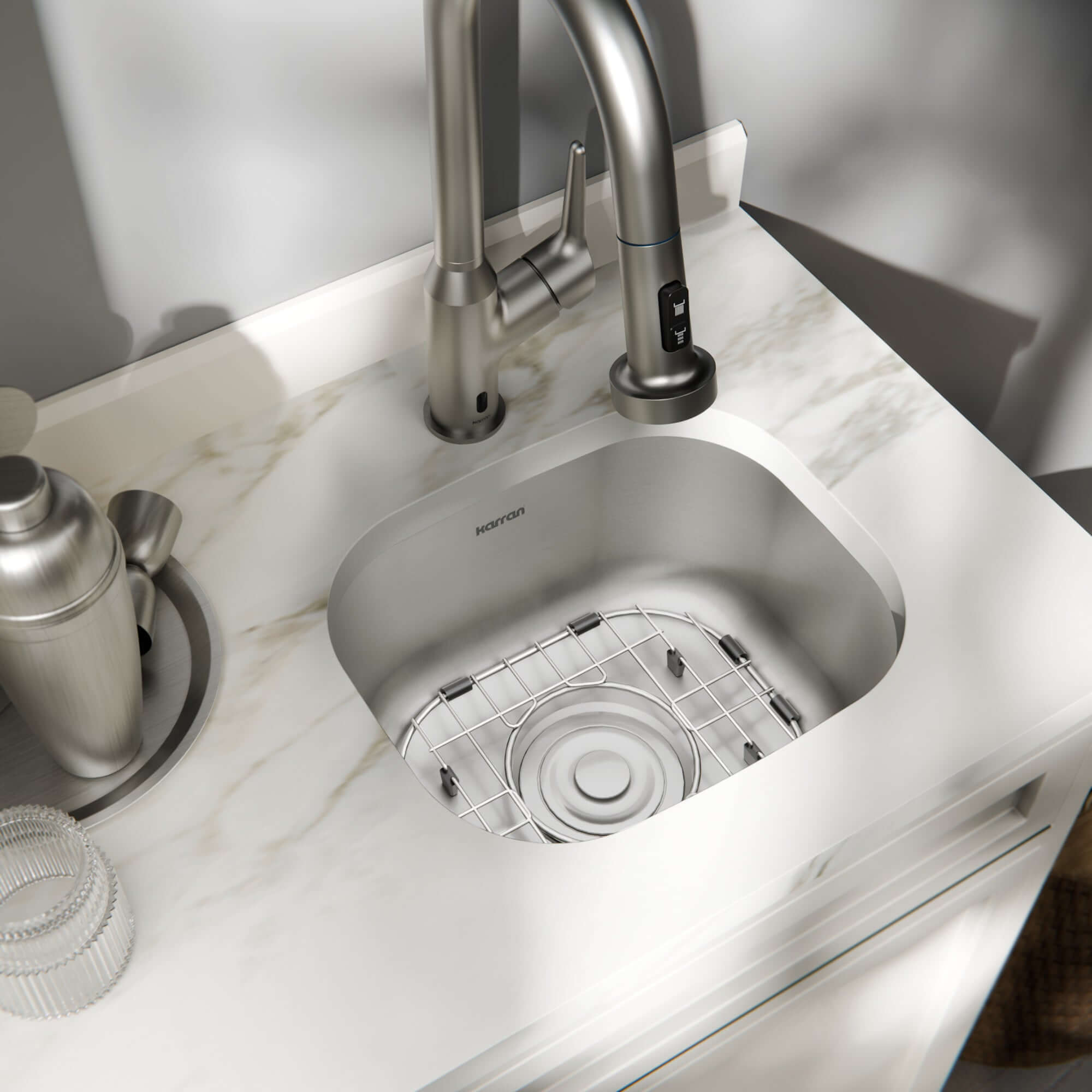 Alternate Image for Karran Profile 15" Undermount Stainless Steel Kitchen Sink with Accessories, 18 Gauge, PRU39-PK1