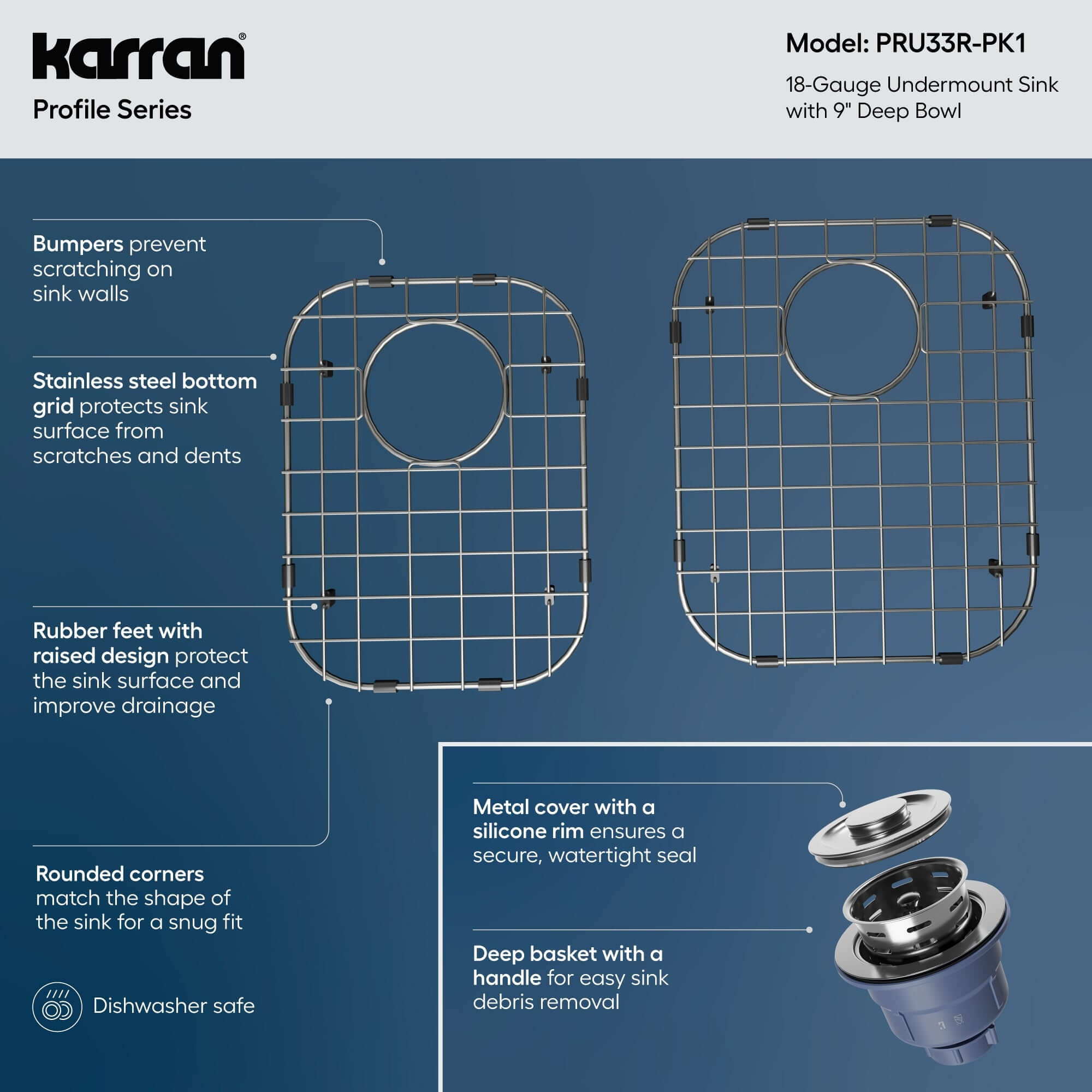 Alternate Image for Karran Profile 32" Undermount Stainless Steel Kitchen Sink with Accessories, 60/40 Double Bowl, 18 Gauge, PRU33R-PK1