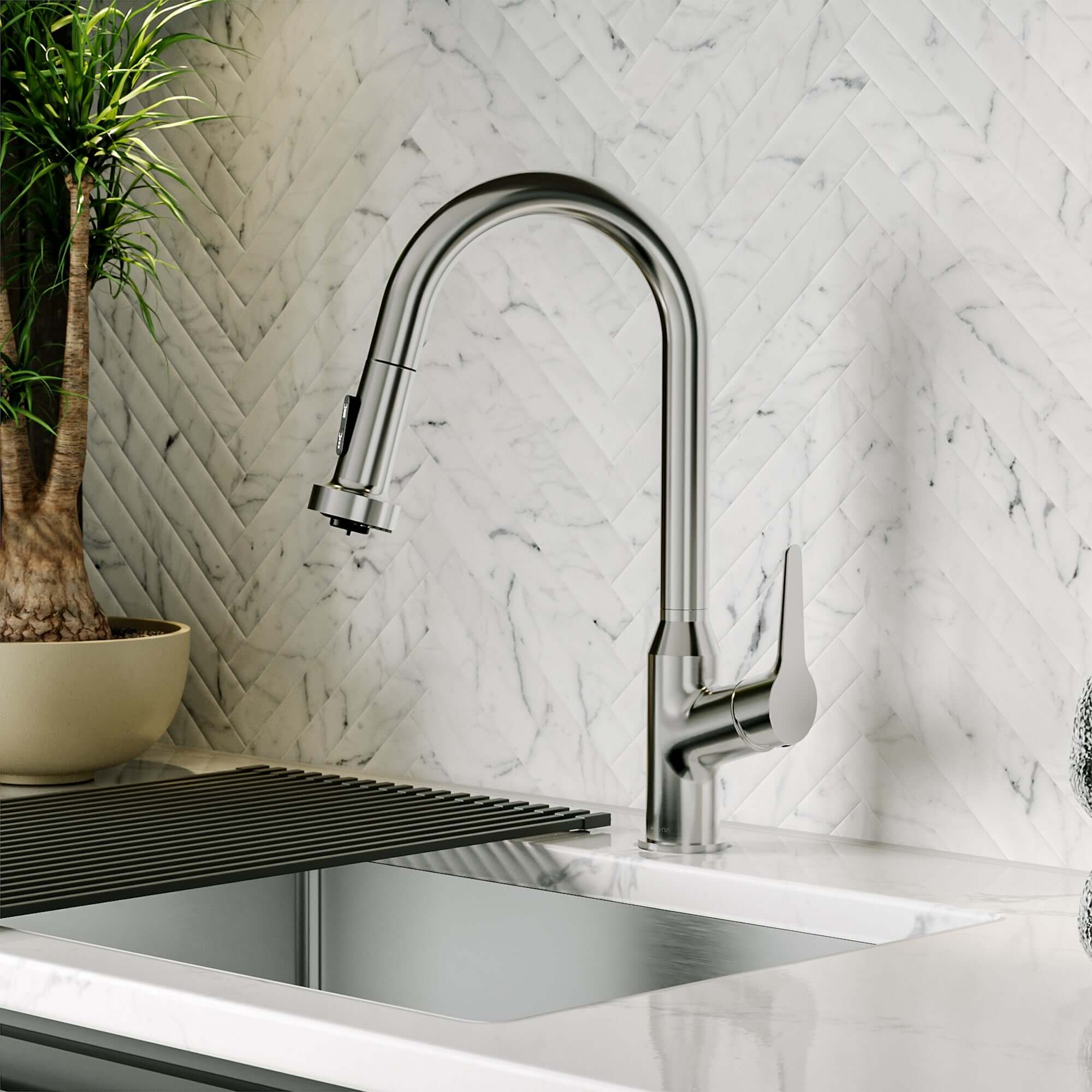 Alternate Image for Karran Scottsdale 1.8 GPM Single Lever Handle Lead-free Brass ADA Kitchen Faucet, Pull-Down, Spot Free Stainless Steel, KKF250SFSS