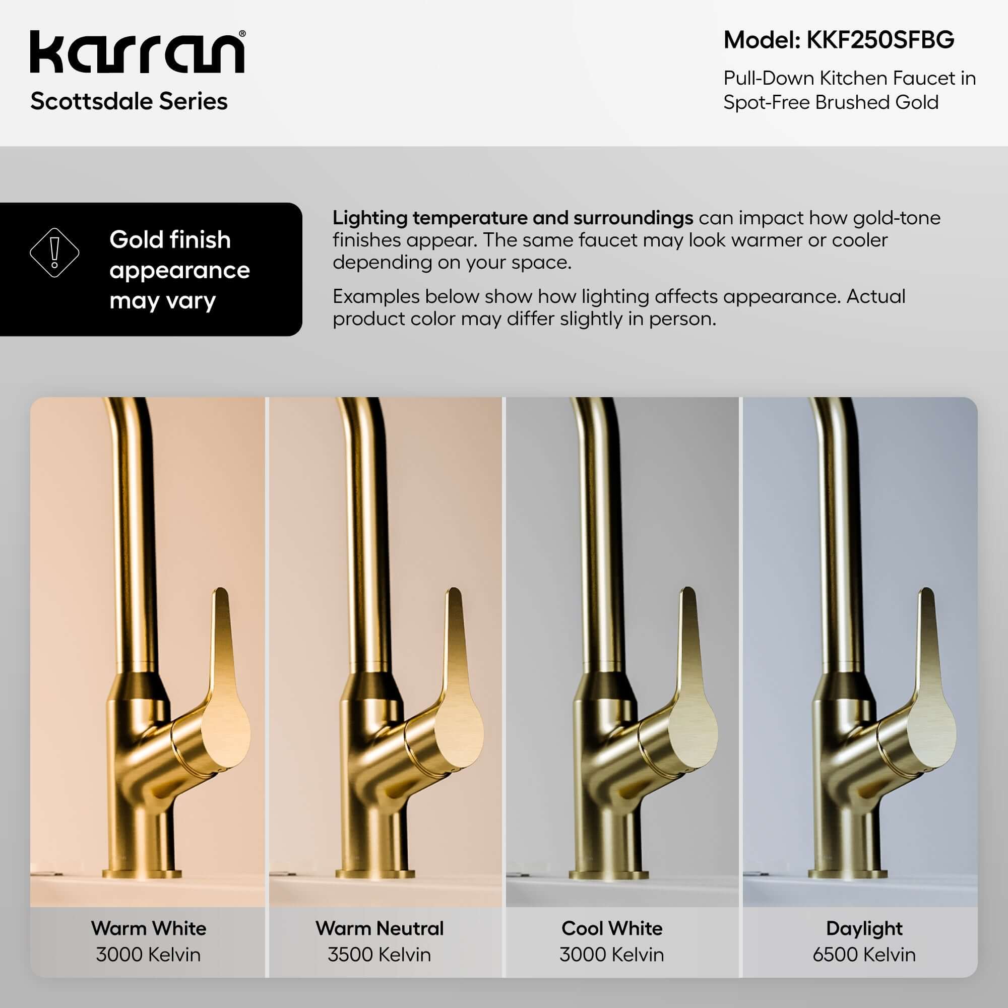 Alternate Image for Karran Scottsdale 1.8 GPM Single Lever Handle Lead-free Brass ADA Kitchen Faucet, Pull-Down, Spot-Free Brushed Gold, KKF250SFBG