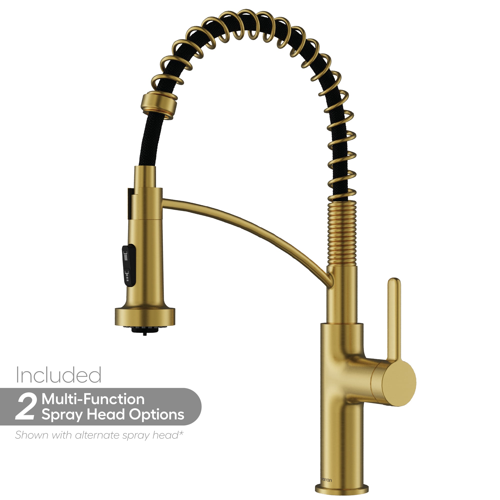 Karran Scottsdale 1.8 GPM Single Lever Lead-free Brass ADA Kitchen Faucet, Pull-Down, Spot-Free Brushed Gold, KKF740SFBG