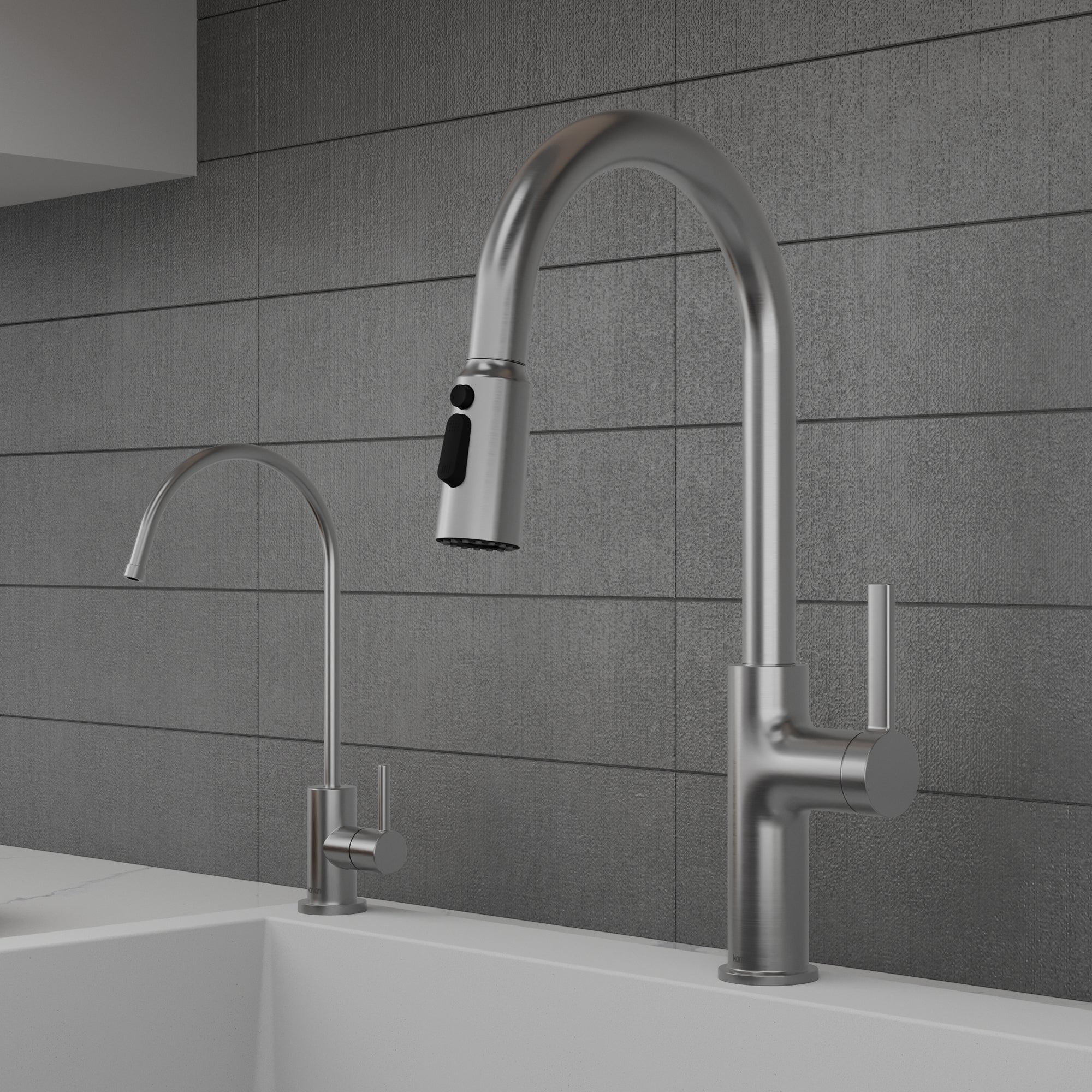 Karran Stalbridge 1.8 GPM Single Lever Lead-free Brass ADA Kitchen Faucet, Pull-Down, Spot Free Stainless Steel, KKF720SFSS