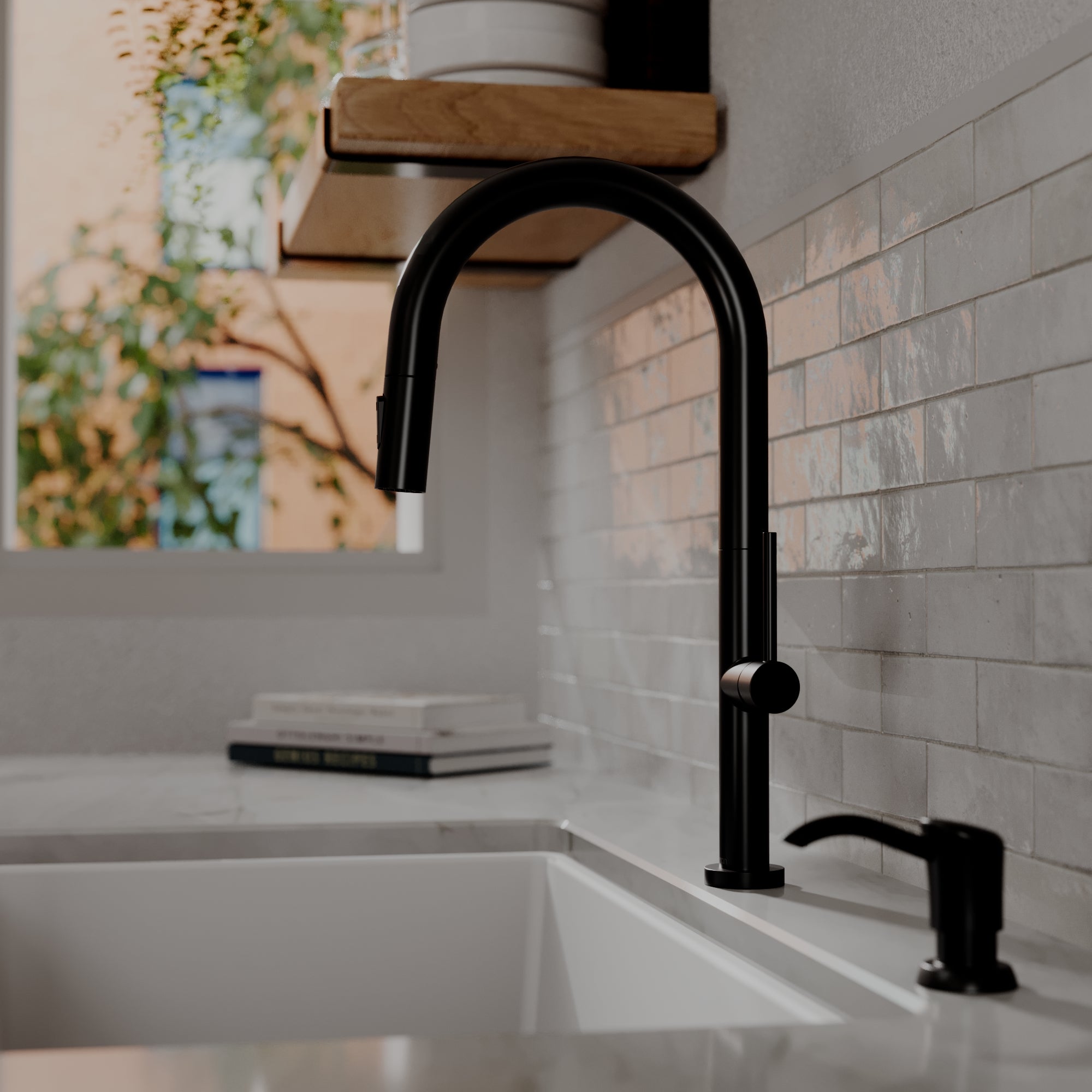 Karran Brynford 1.8 GPM Single Lever Lead-free Brass ADA Kitchen Faucet, Pull-Down, Matte Black, KKF730MB