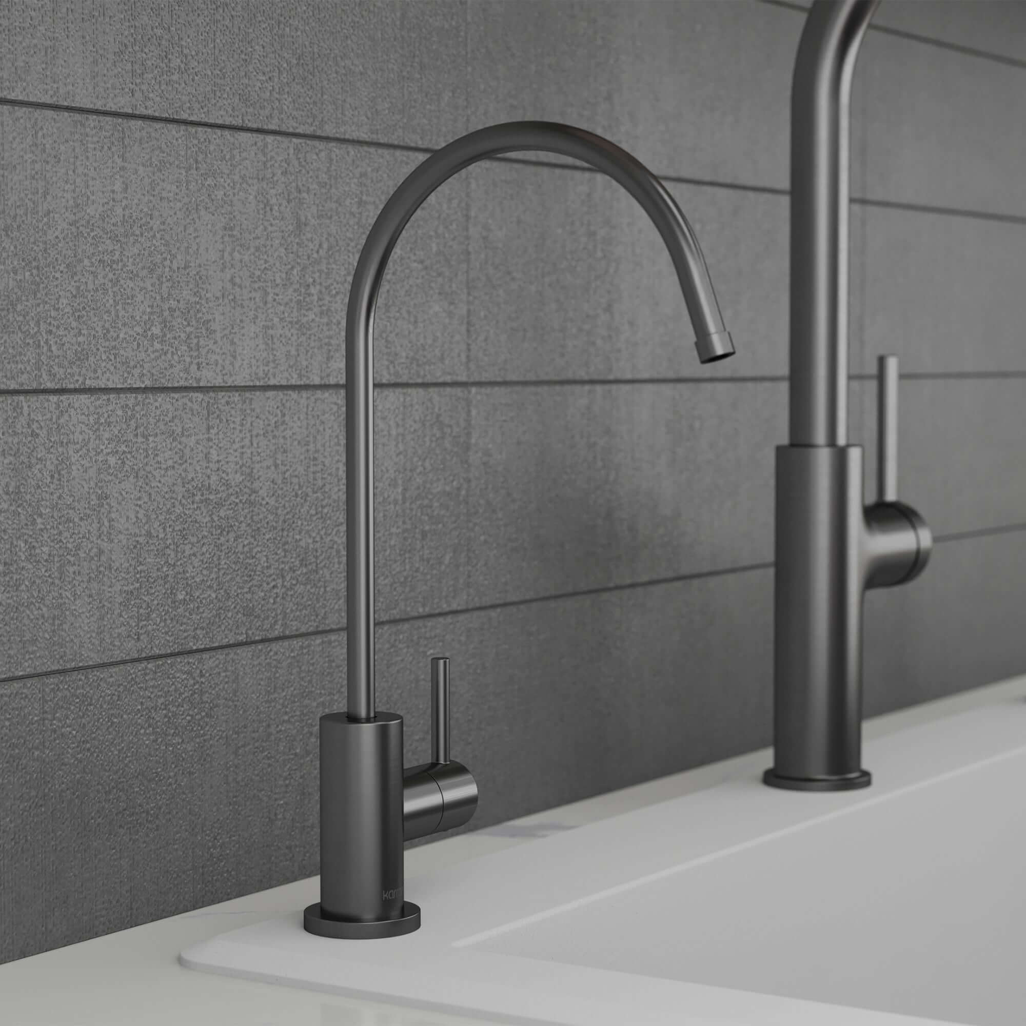 Karran Kestrel 1 GPM Single Lever Lead-free Brass ADA Beverage Faucet, Spot-Free Gunmetal Grey, KKF800SFGG