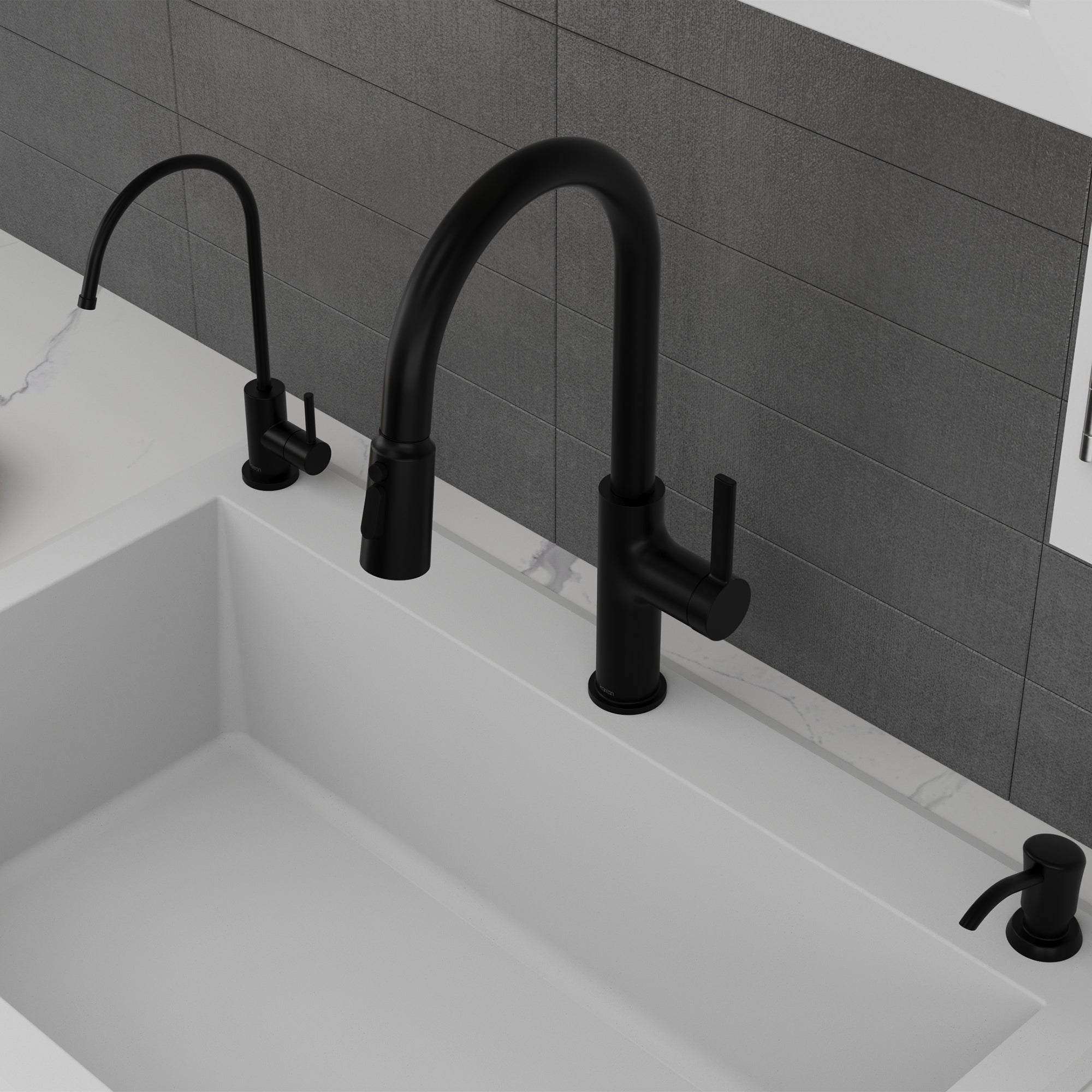 Karran Stalbridge 1.8 GPM Single Lever Lead-free Brass ADA Kitchen Faucet, Pull-Down, Matte Black, KKF720MB