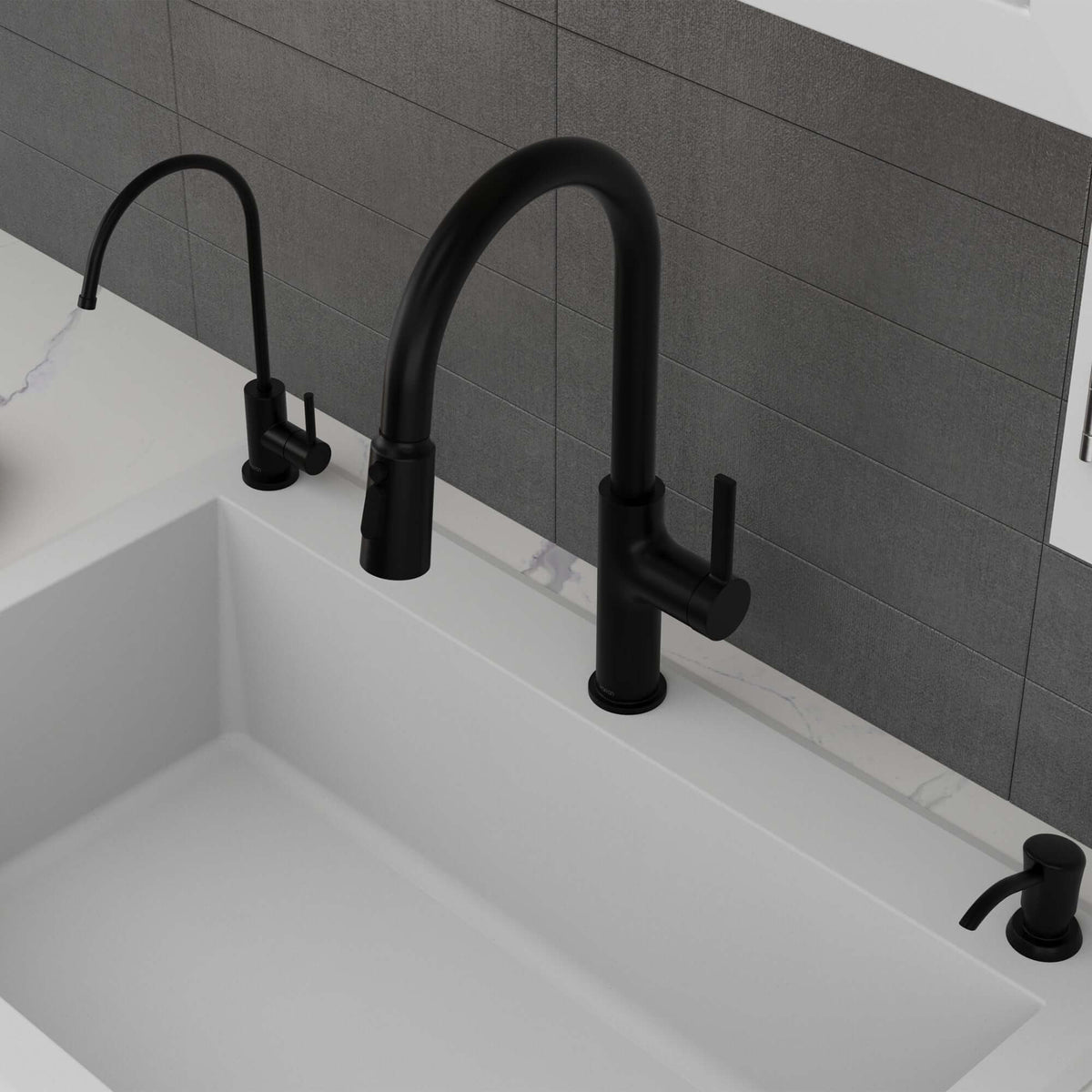 Karran Stalbridge 1.8 GPM Single Lever Lead-free Brass ADA Kitchen Faucet, Pull-Down, Matte Black, KKF720MB