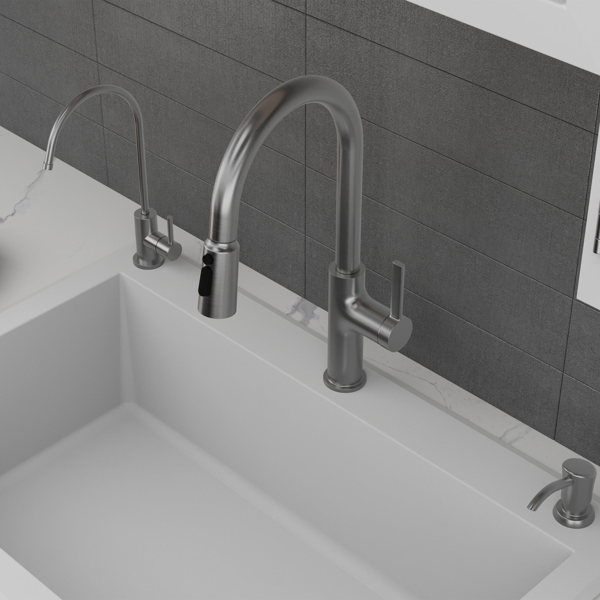 Karran Stalbridge 1.8 GPM Single Lever Lead-free Brass ADA Kitchen Faucet, Pull-Down, Spot Free Stainless Steel, KKF720SFSS