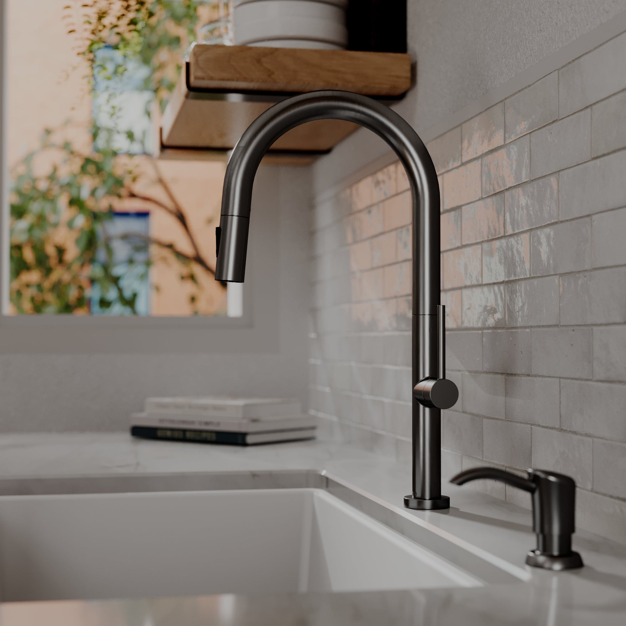 Karran Brynford 1.8 GPM Single Lever Lead-free Brass ADA Kitchen Faucet, Pull-Down, Spot-Free Gunmetal Grey, KKF730SFGG