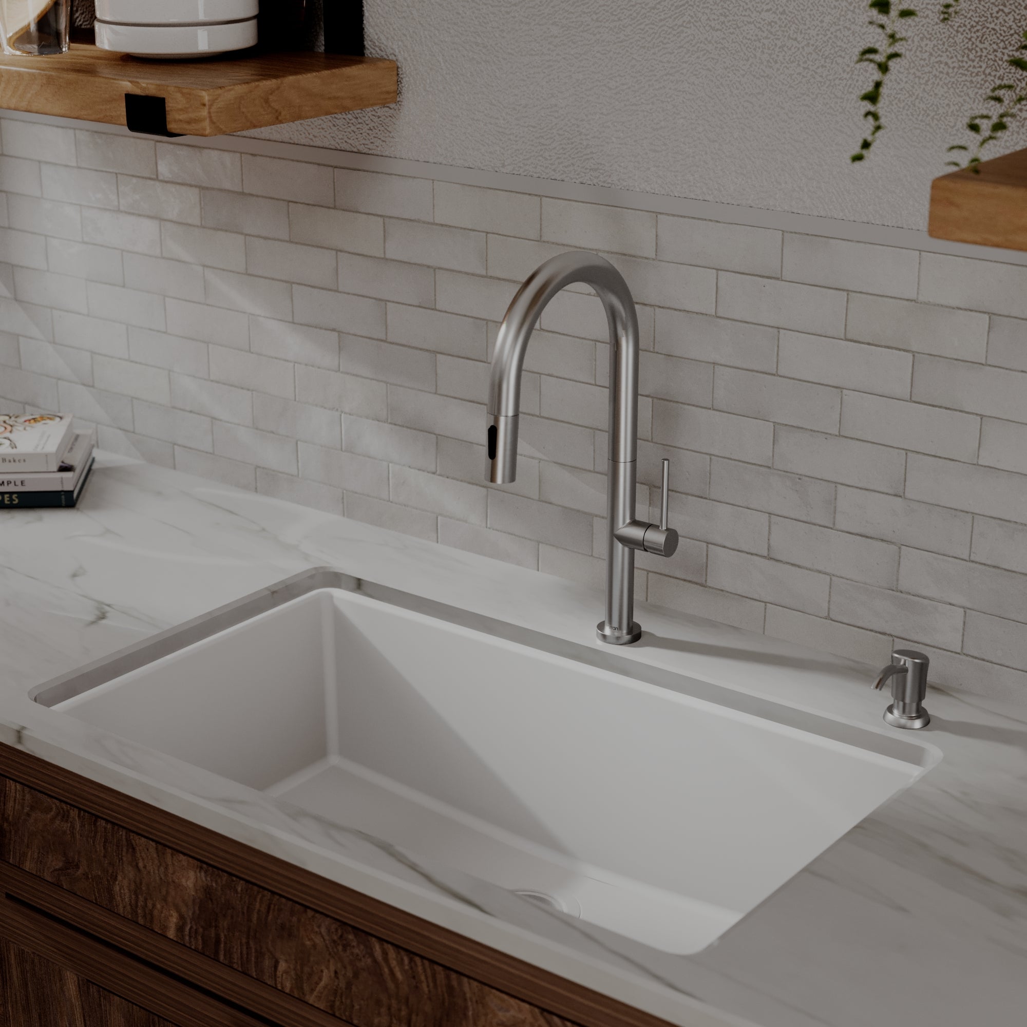 Karran Brynford 1.8 GPM Single Lever Lead-free Brass ADA Kitchen Faucet, Pull-Down, Spot Free Stainless Steel, KKF730SFSS