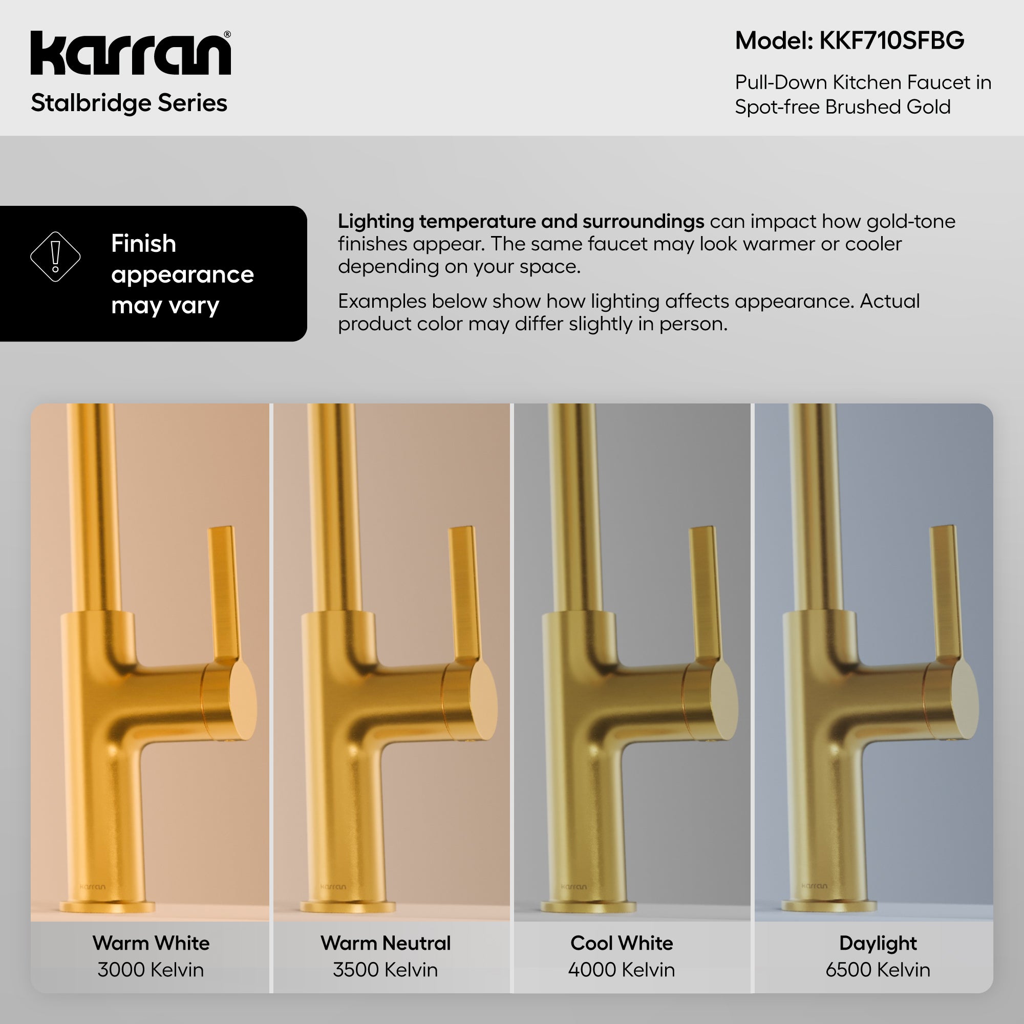 Karran Stalbridge 1.8 GPM Single Lever Lead-free Brass ADA Kitchen Faucet, Pull-Down, Spot-Free Brushed Gold, KKF710SFBG