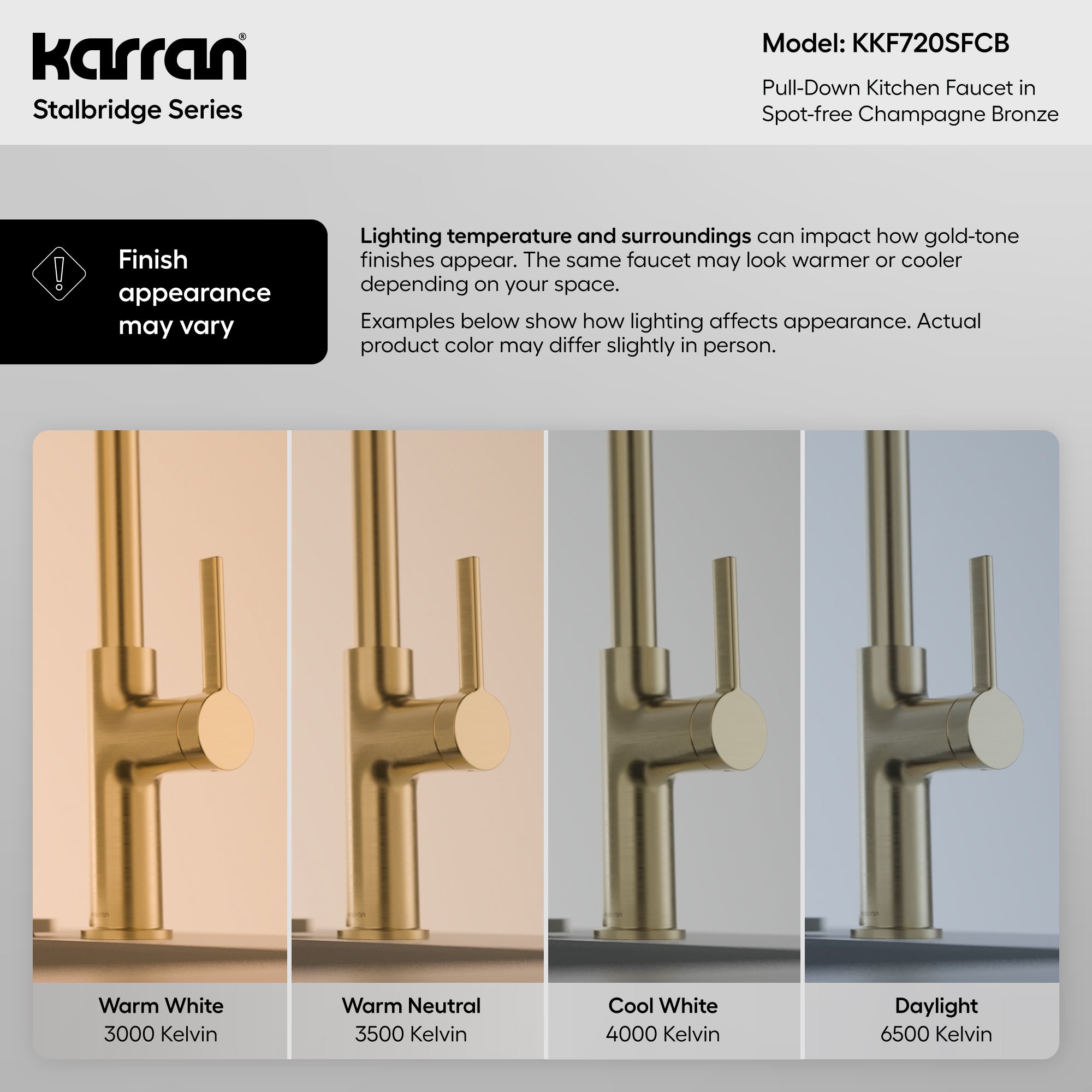 Karran Stalbridge 1.8 GPM Single Lever Lead-free Brass ADA Kitchen Faucet, Pull-Down, Spot-Free Champagne Bronze, KKF720SFCB