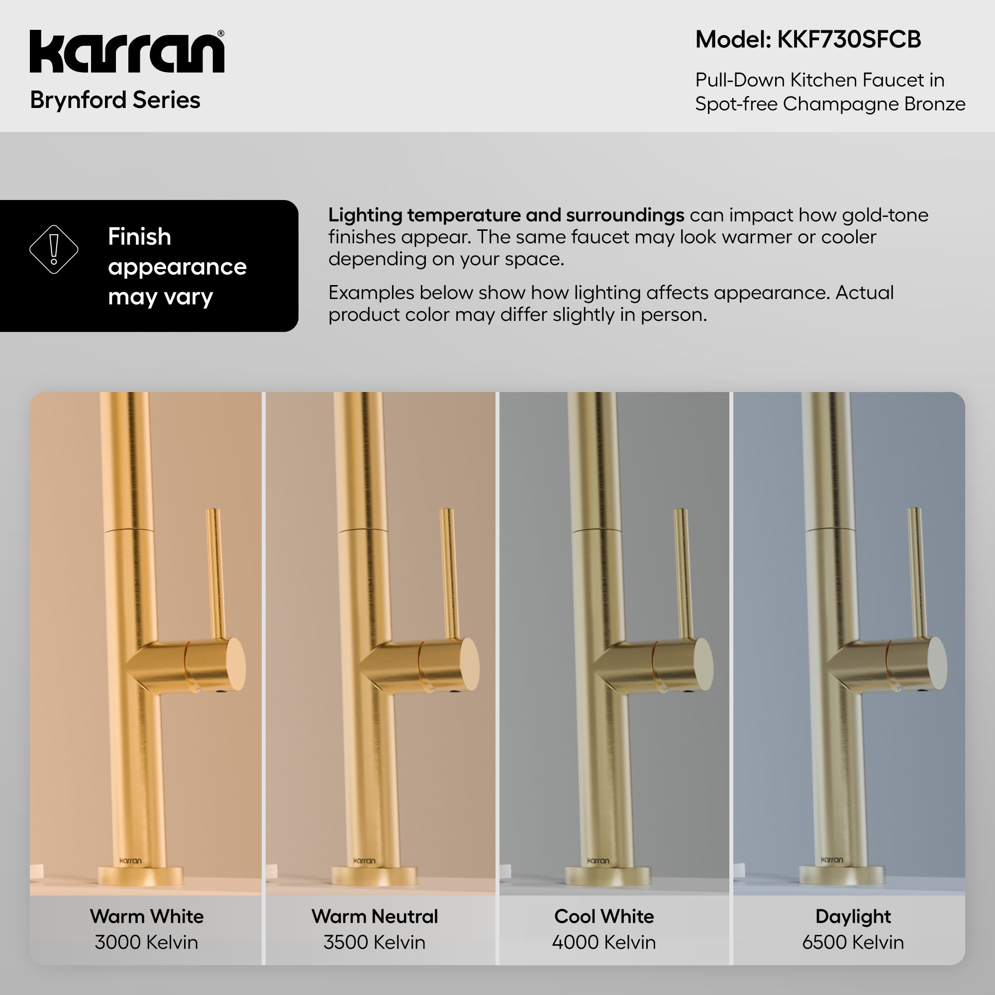 Karran Brynford 1.8 GPM Single Lever Lead-free Brass ADA Kitchen Faucet, Pull-Down, Spot-Free Champagne Bronze, KKF730SFCB