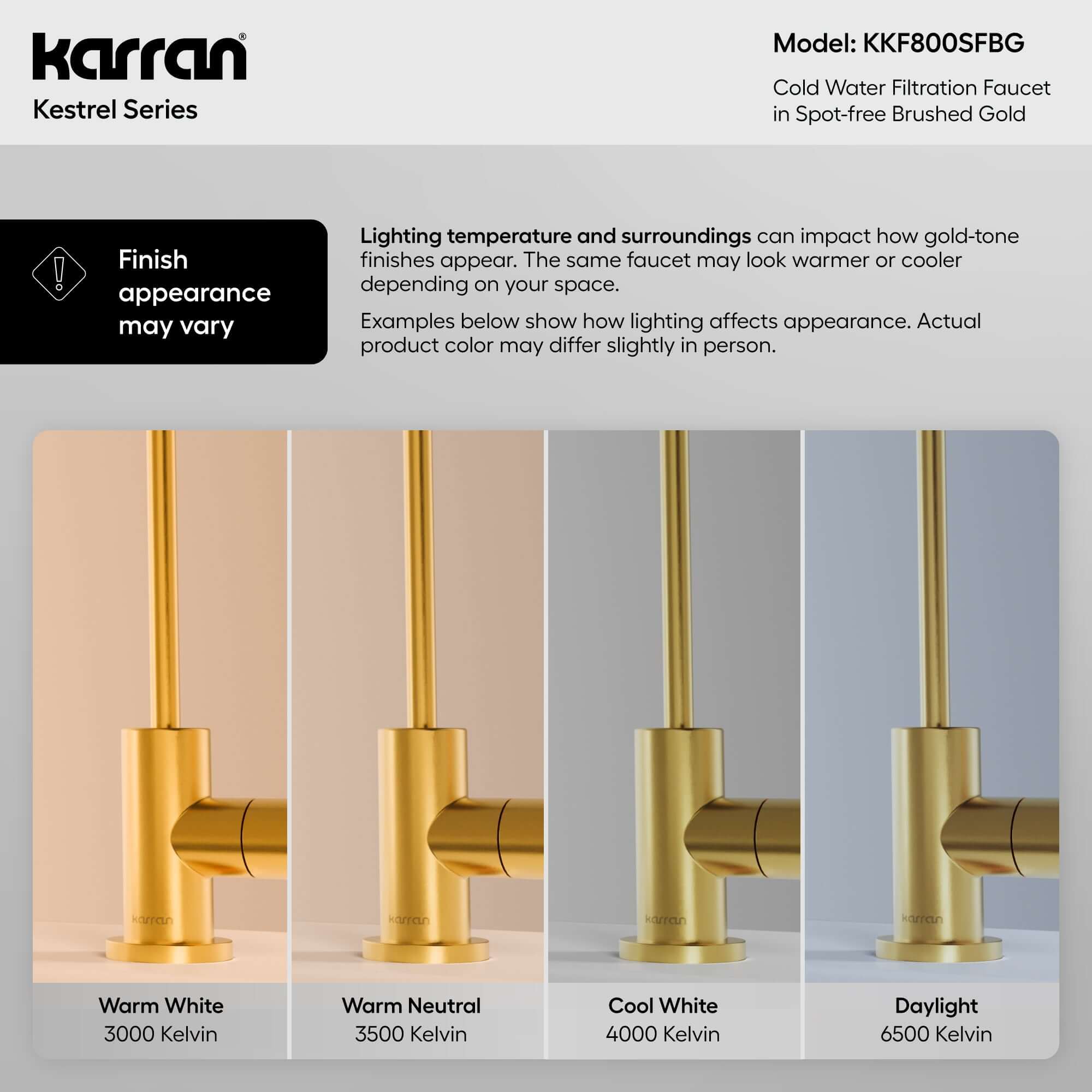 Karran Kestrel 1 GPM Single Lever Lead-free Brass ADA Beverage Faucet, Spot-Free Brushed Gold, KKF800SFBG