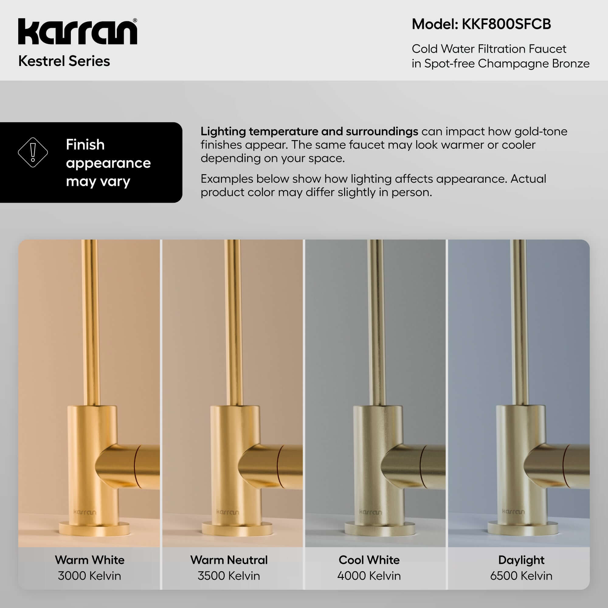 Karran Kestrel 1 GPM Single Lever Lead-free Brass ADA Beverage Faucet, Spot-Free Champagne Bronze, KKF800SFCB