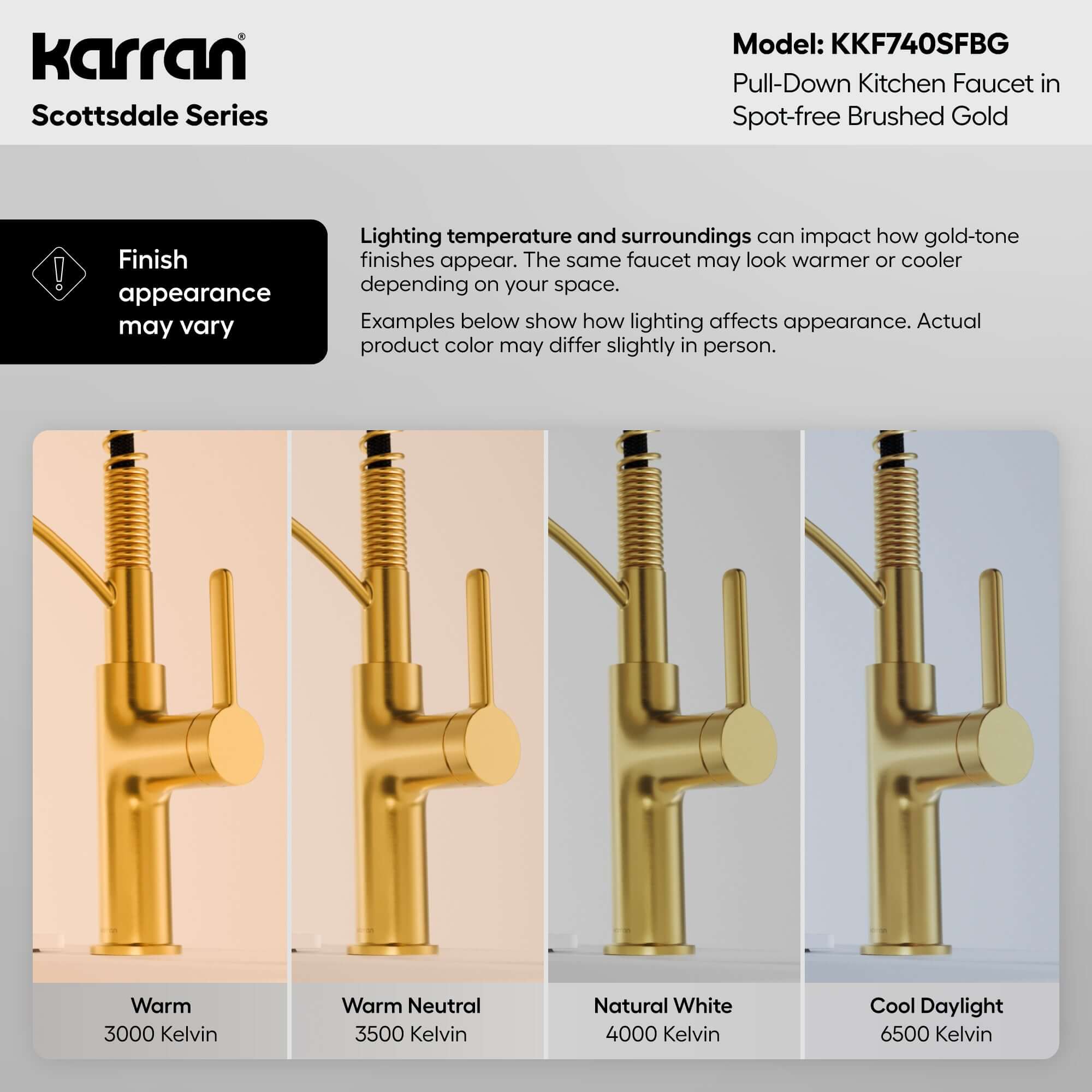 Alternative View of Karran Scottsdale 1.8 GPM Single Lever Lead-free Brass ADA Kitchen Faucet, Pull-Down, Spot-Free Brushed Gold, KKF740SFBG