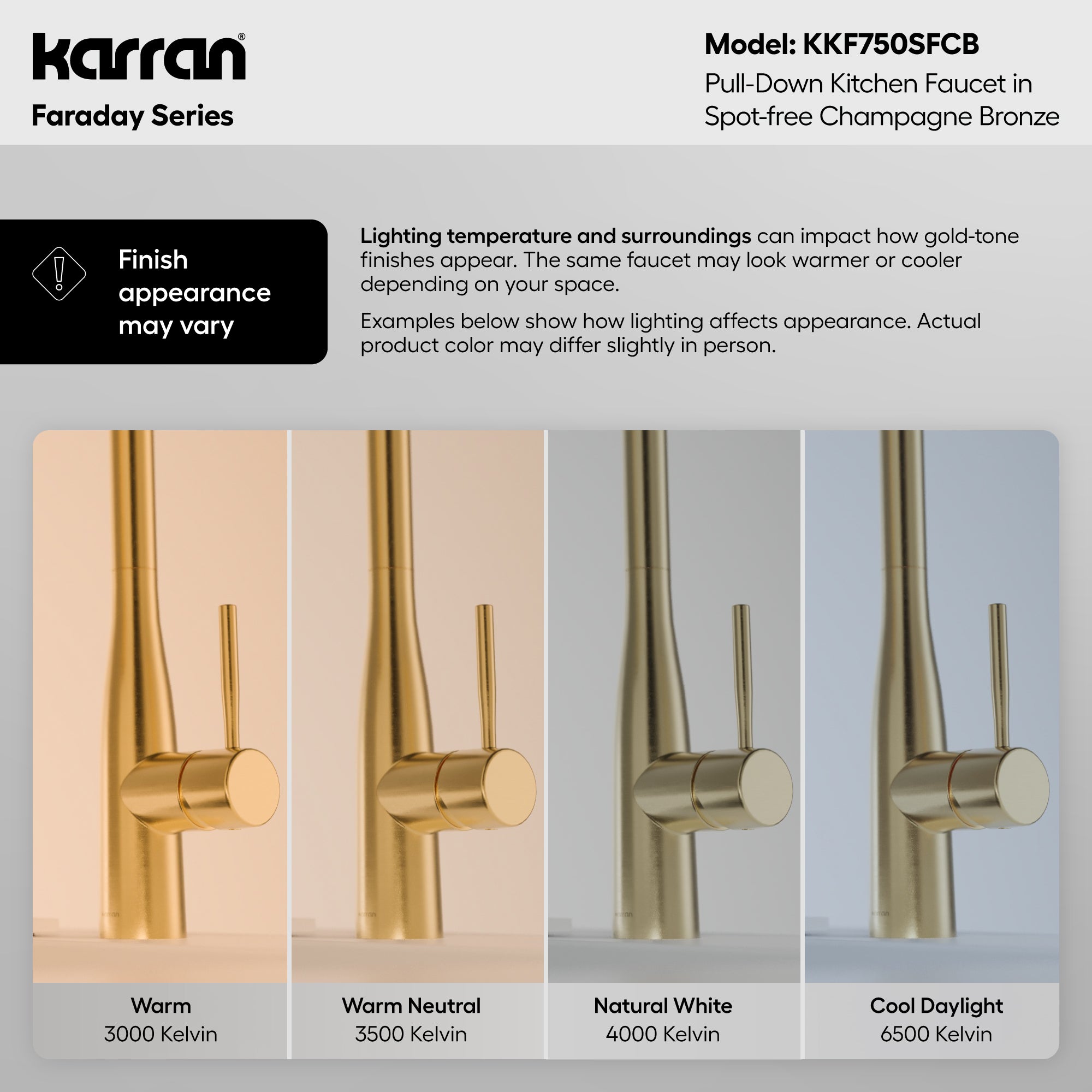 Alternative View of Karran Faraday 1.8 GPM Single Lever Lead-free Brass ADA Kitchen Faucet, Pull-Down, Spot-Free Champagne Bronze, KKF750SFCB
