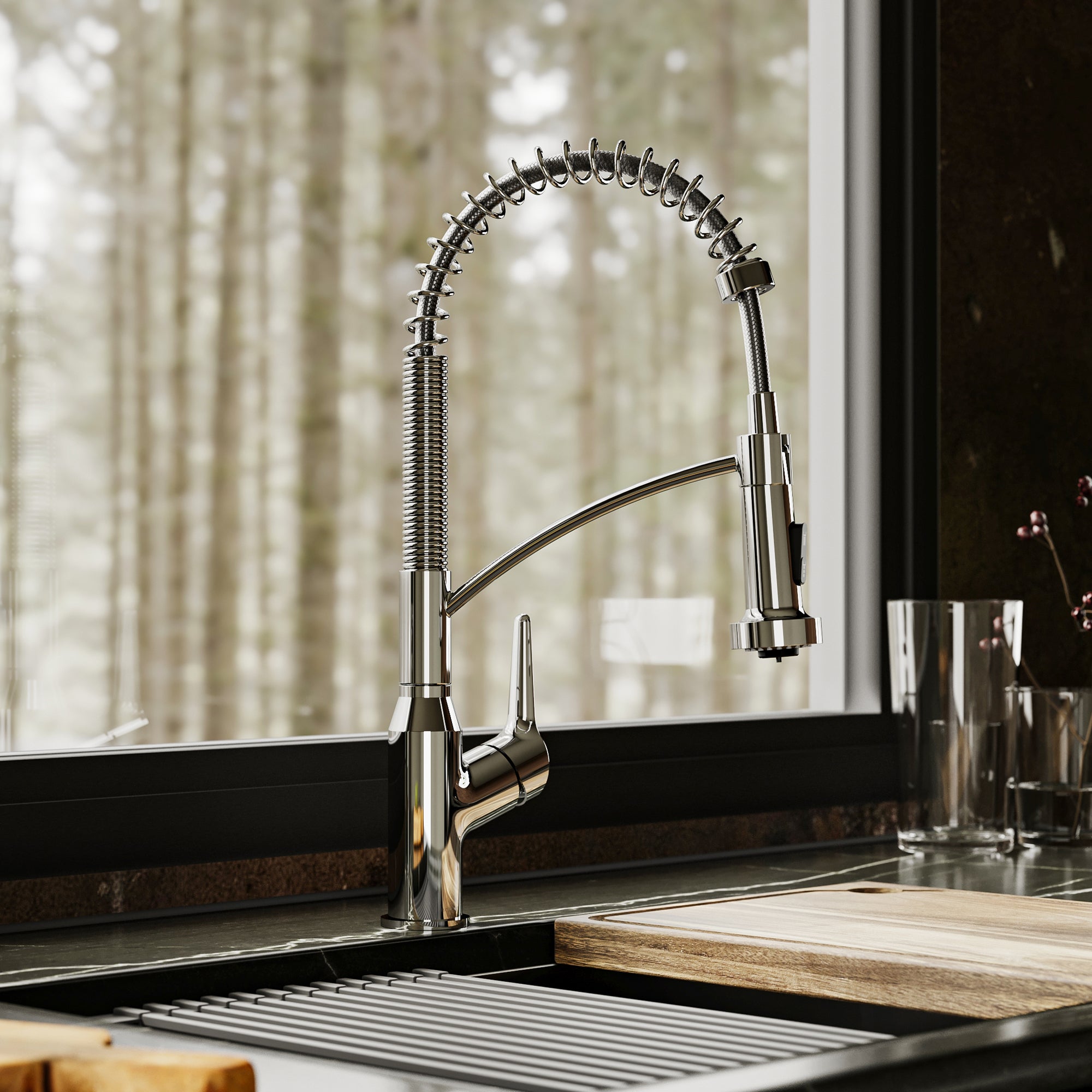 Alternative View of Karran Scottsdale Single Lever Handle Lead-free Brass ADA Kitchen Faucet, Pull Down, Chrome, KKF210C