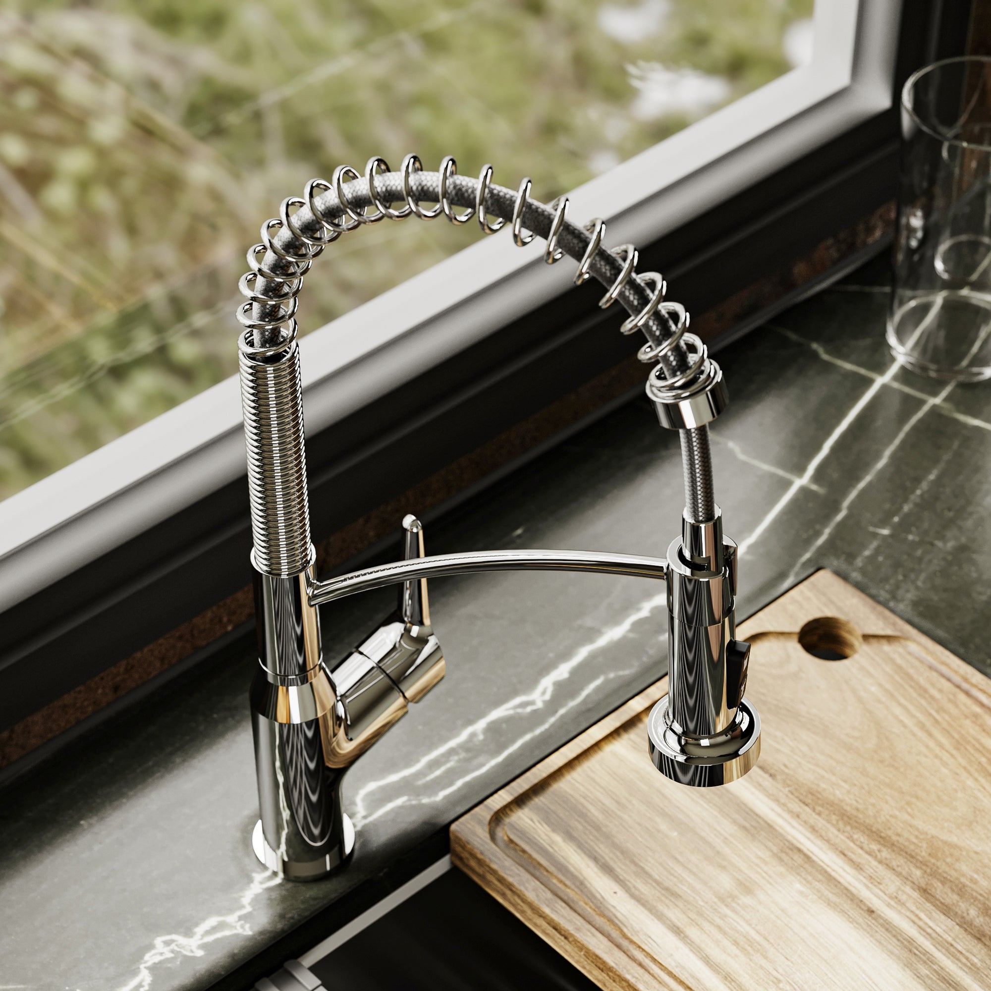 Alternative View of Karran Scottsdale Single Lever Handle Lead-free Brass ADA Kitchen Faucet, Pull Down, Chrome, KKF210C
