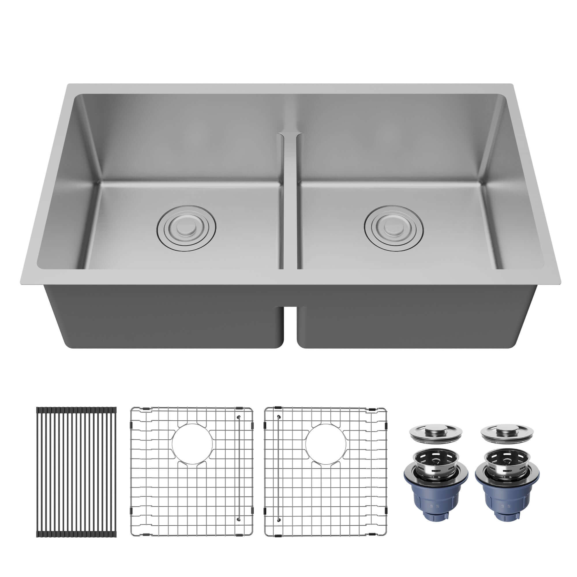 Alternate Image for Karran Fusion 33" Undermount Stainless Steel ADA Kitchen Sink with Accessories, 50/50 Double Bowl, 16 Gauge, UUMDB3321-PK1