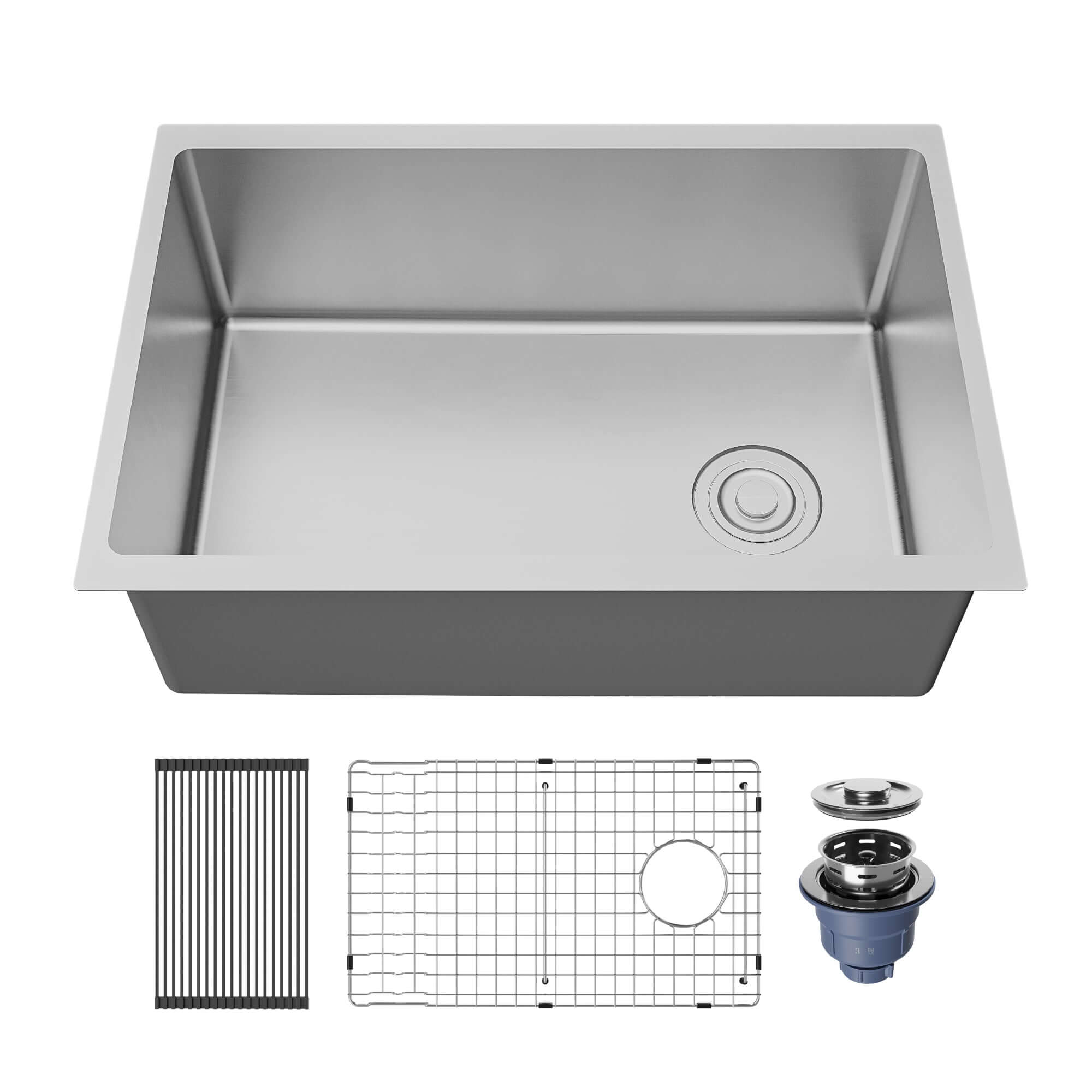 Alternate Image for Karran Fusion 27" Undermount Stainless Steel ADA Kitchen Sink with Accessories, 16 Gauge, UUMSB2731-PK1