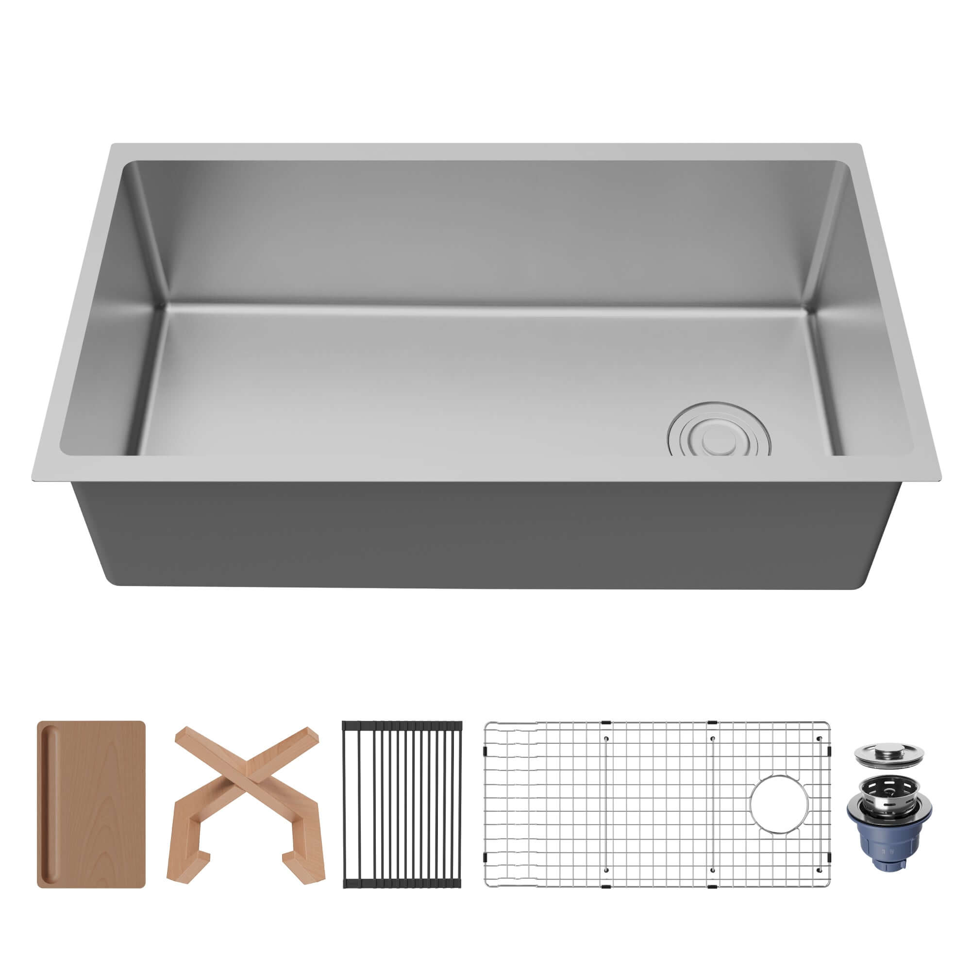 Karran Fusion 33" Undermount Stainless Steel Workstation Kitchen Sink with Accessories, 16 Gauge, UUMSB3332-PK1