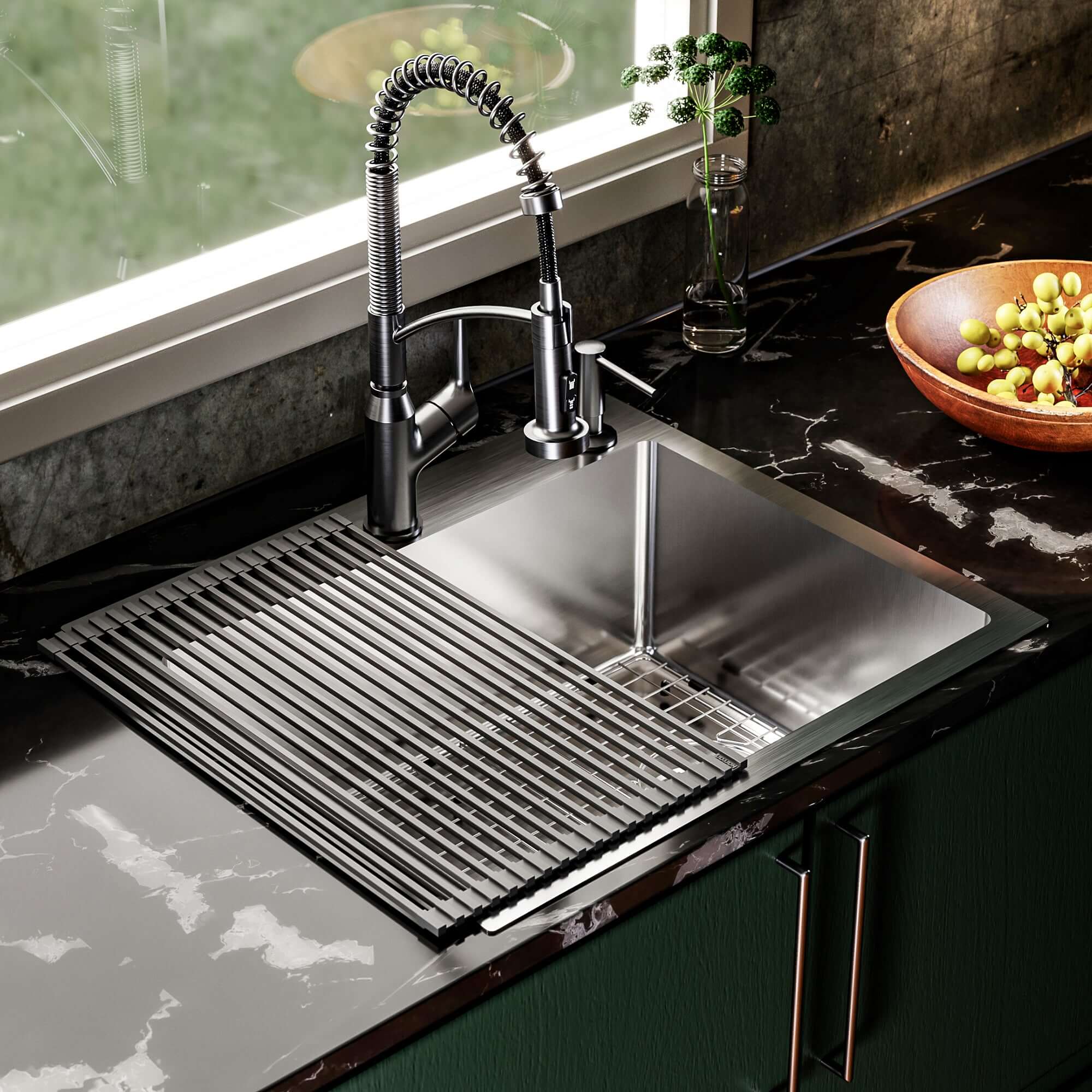 Alternate Image for Karran Fusion 25" Drop In/Topmount Stainless Steel ADA Kitchen Sink with Accessories, 16 Gauge, TMSB2531-PK1