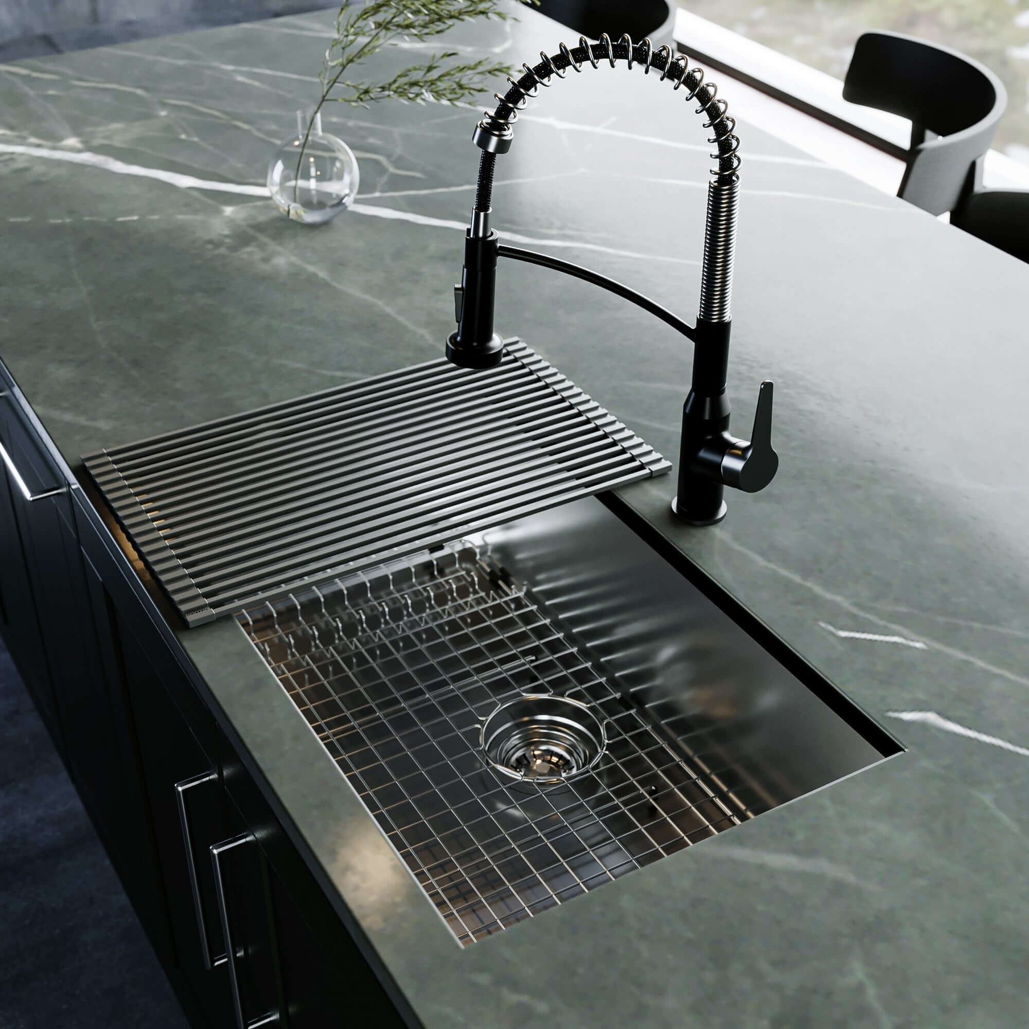 Alternate Image for Karran Fusion 31" Undermount Stainless Steel ADA Kitchen Sink with Accessories, 18 Gauge, UUMSB3021-PK1