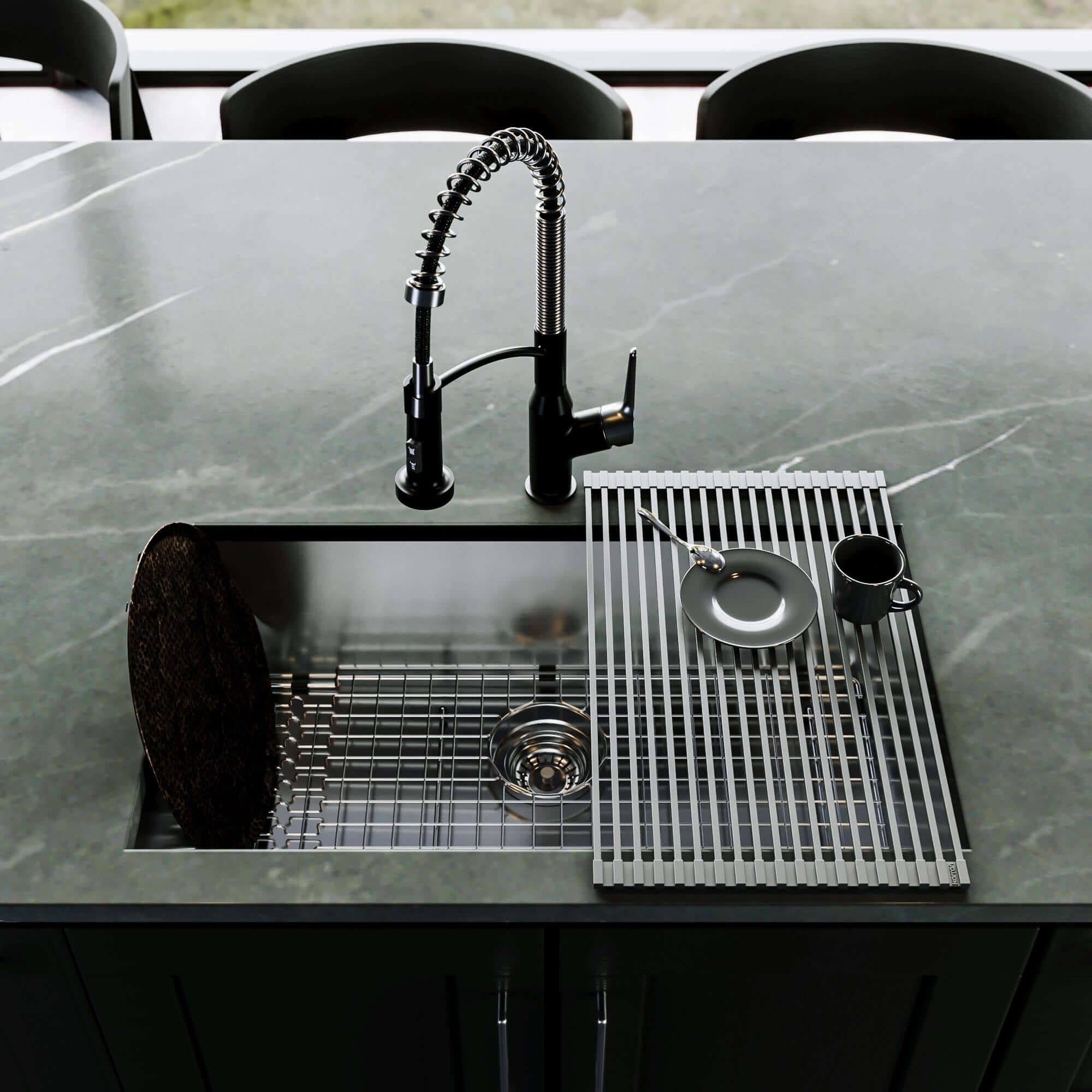 Alternate Image for Karran Fusion 31" Undermount Stainless Steel ADA Kitchen Sink with Accessories, 18 Gauge, UUMSB3021-PK1