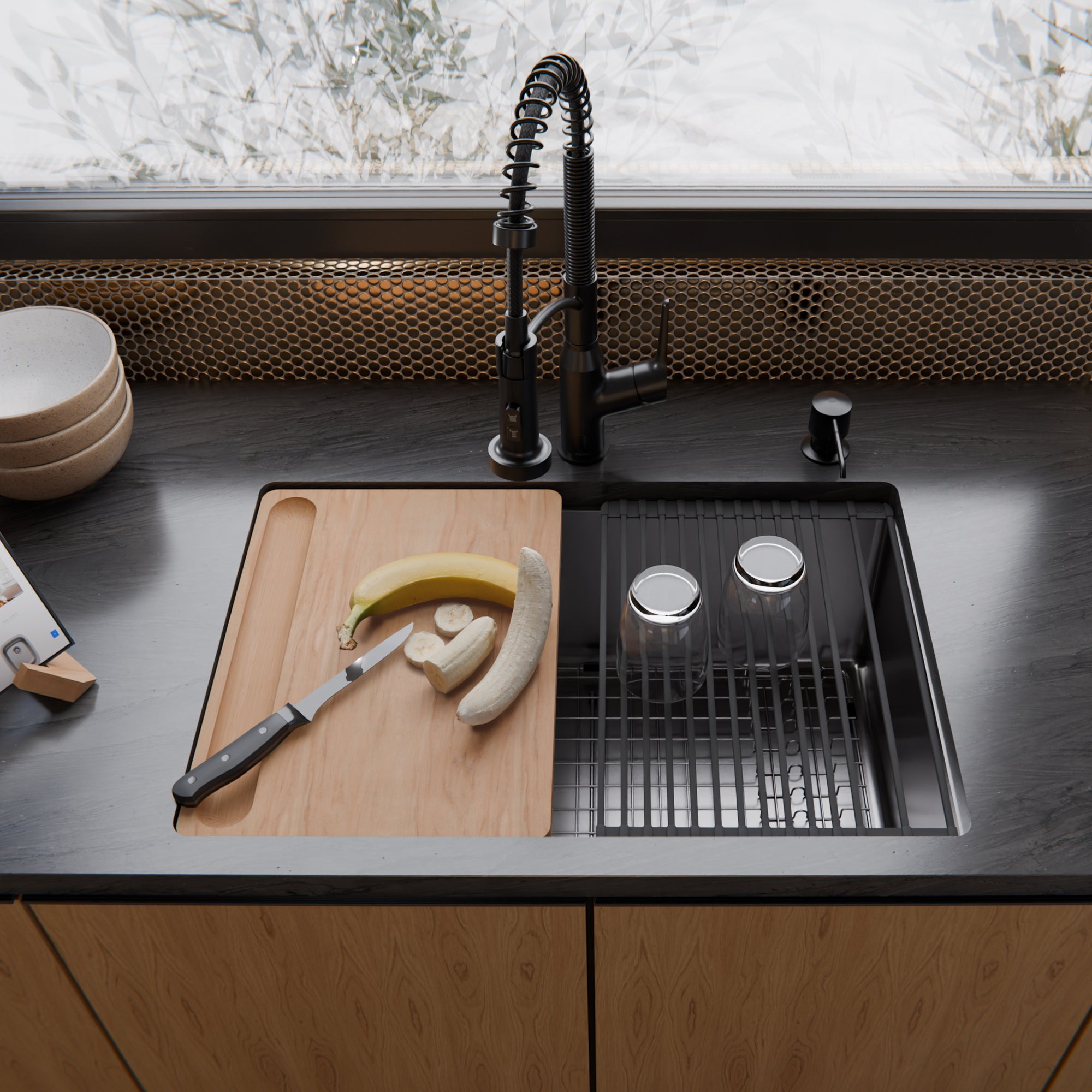 Alternate Image for Karran Fusion 27" Undermount Stainless Steel Workstation Kitchen Sink with Accessories, 16 Gauge, UUMSB2732-PK1