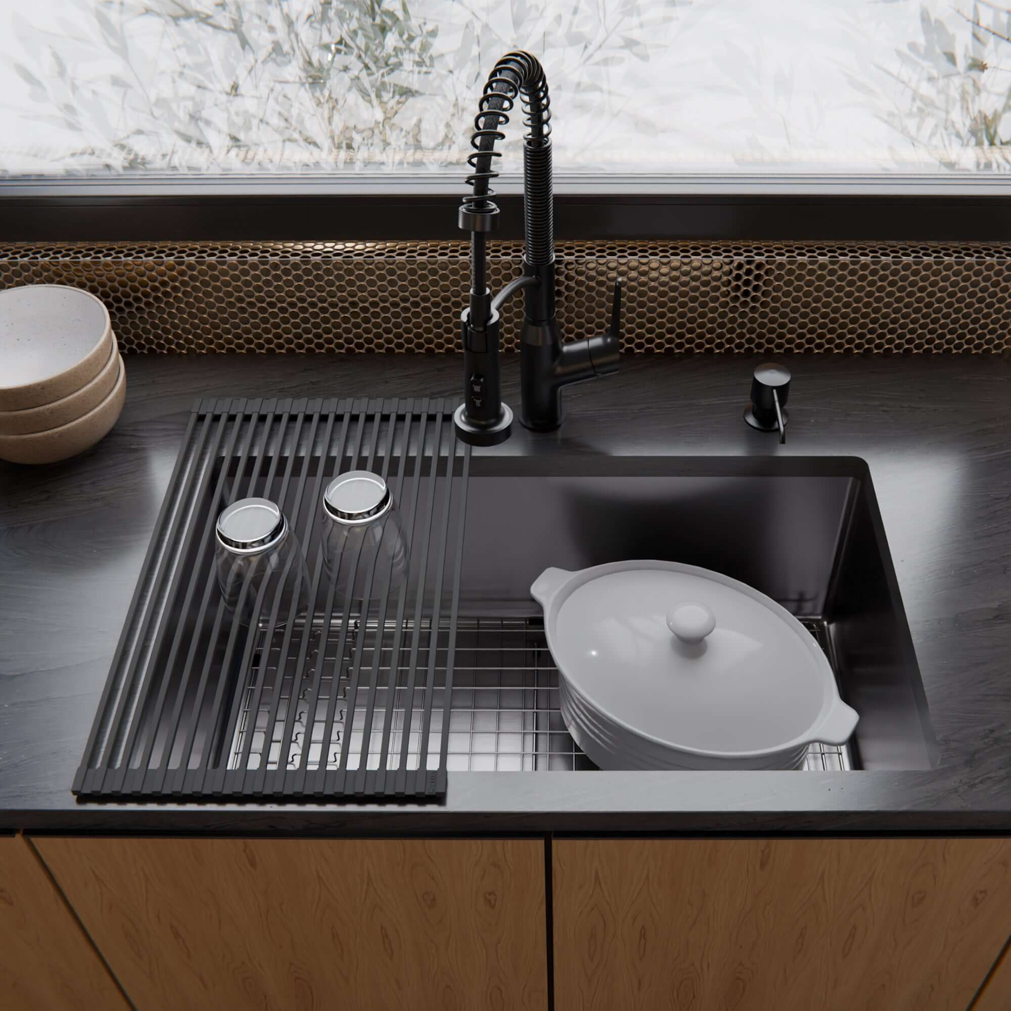 Alternate Image for Karran Fusion 30" Undermount Stainless Steel ADA Kitchen Sink with Accessories, 16 Gauge, UUMSB3031-PK1